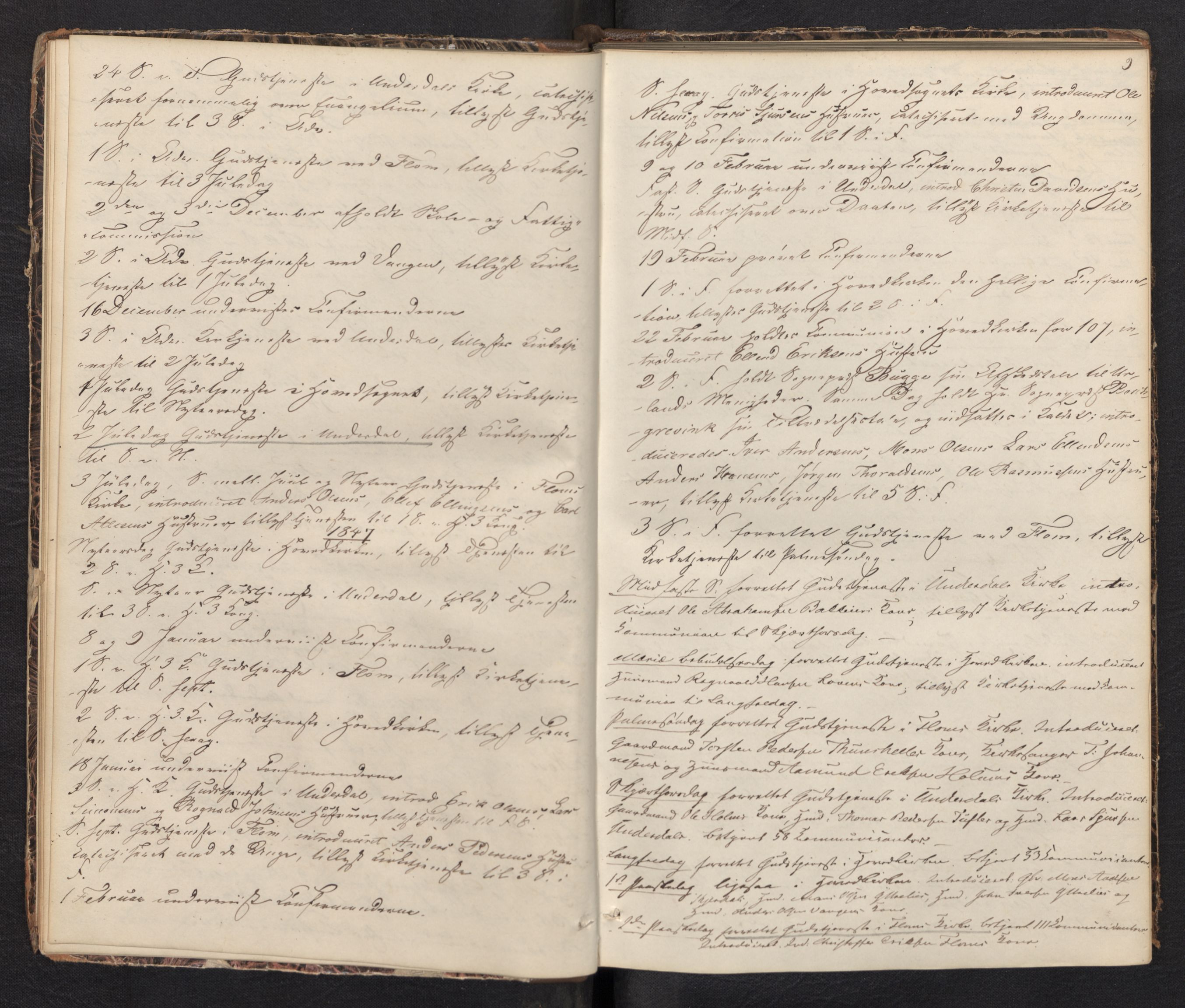 Aurland sokneprestembete, SAB/A-99937/H/Ha/Haf: Diary records no. F 0, 1844-1876, p. 8b-9a