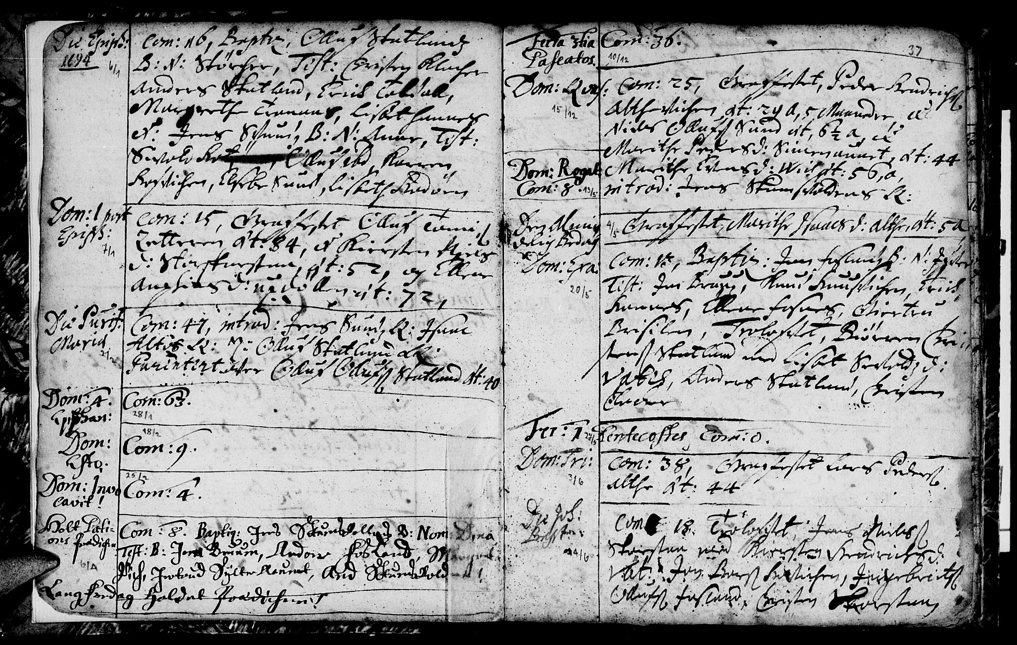 Ministerialprotokoller, klokkerbøker og fødselsregistre - Nord-Trøndelag, SAT/A-1458/774/L0627: Parish register (official) no. 774A01, 1693-1738, p. 36-37