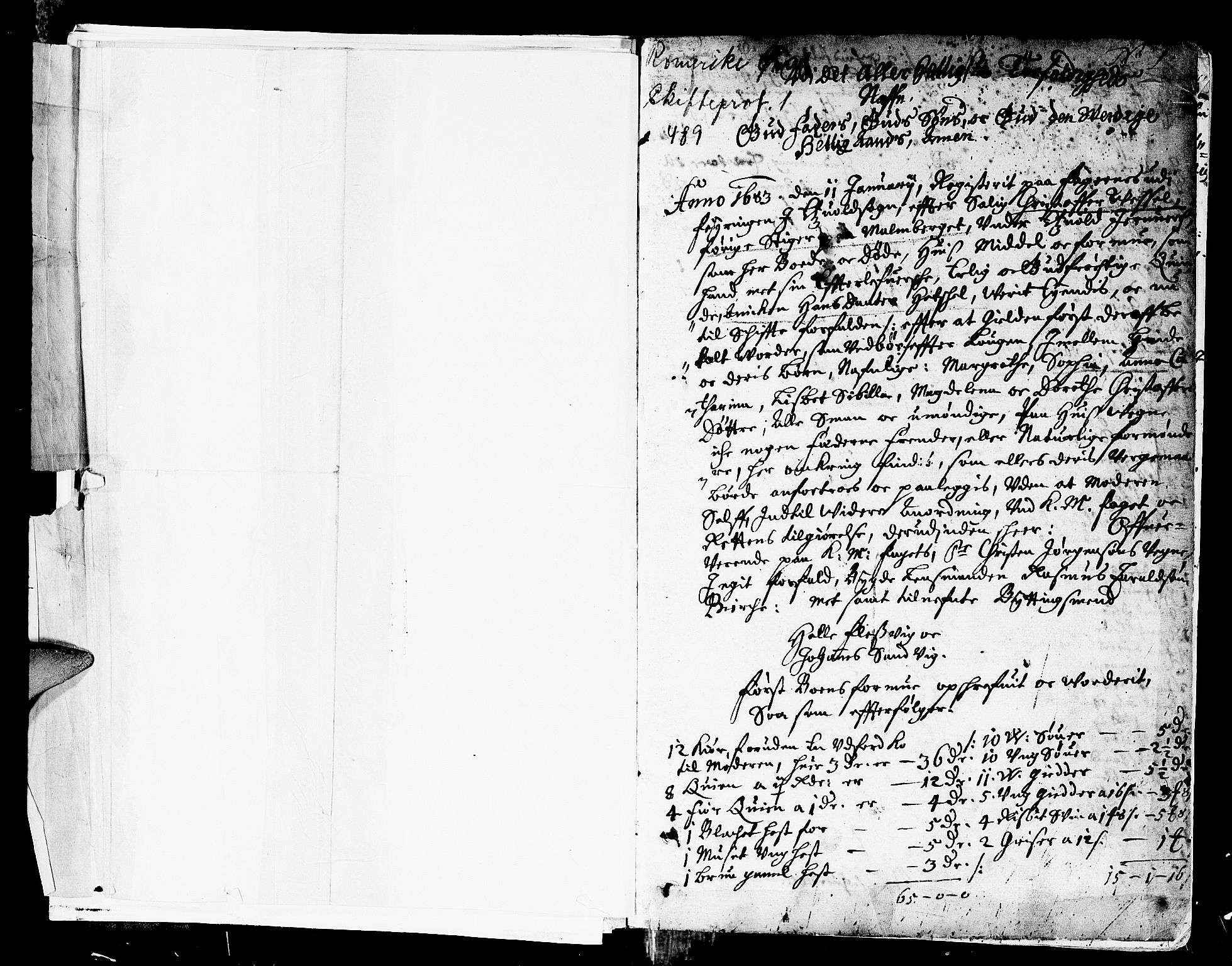 Øvre Romerike sorenskriveri, SAO/A-10649/H/Hb/L0001: Skifteprotokoll nr. 1, 1683-1703, p. 1a