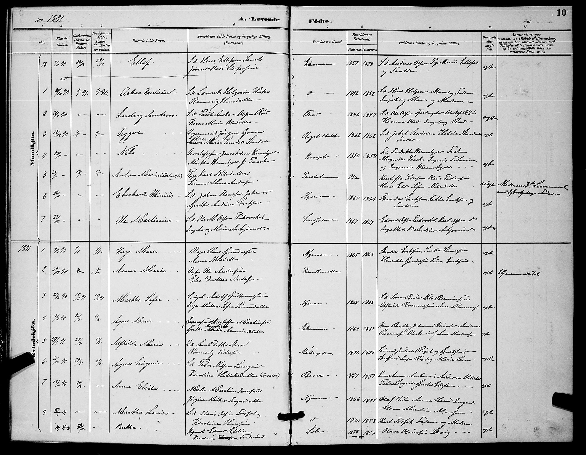 Kongsberg kirkebøker, AV/SAKO-A-22/G/Ga/L0006: Parish register (copy) no. 6, 1890-1901, p. 10