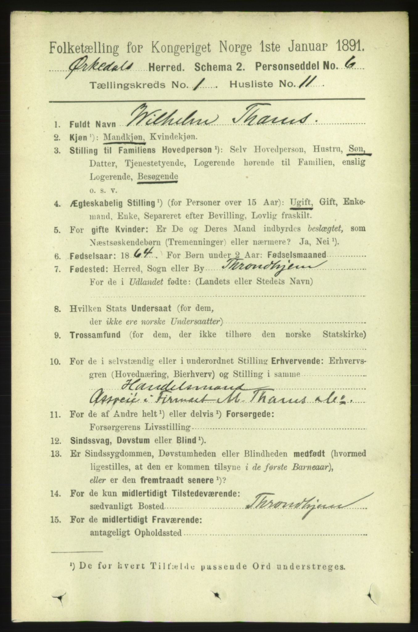 RA, 1891 census for 1638 Orkdal, 1891, p. 193