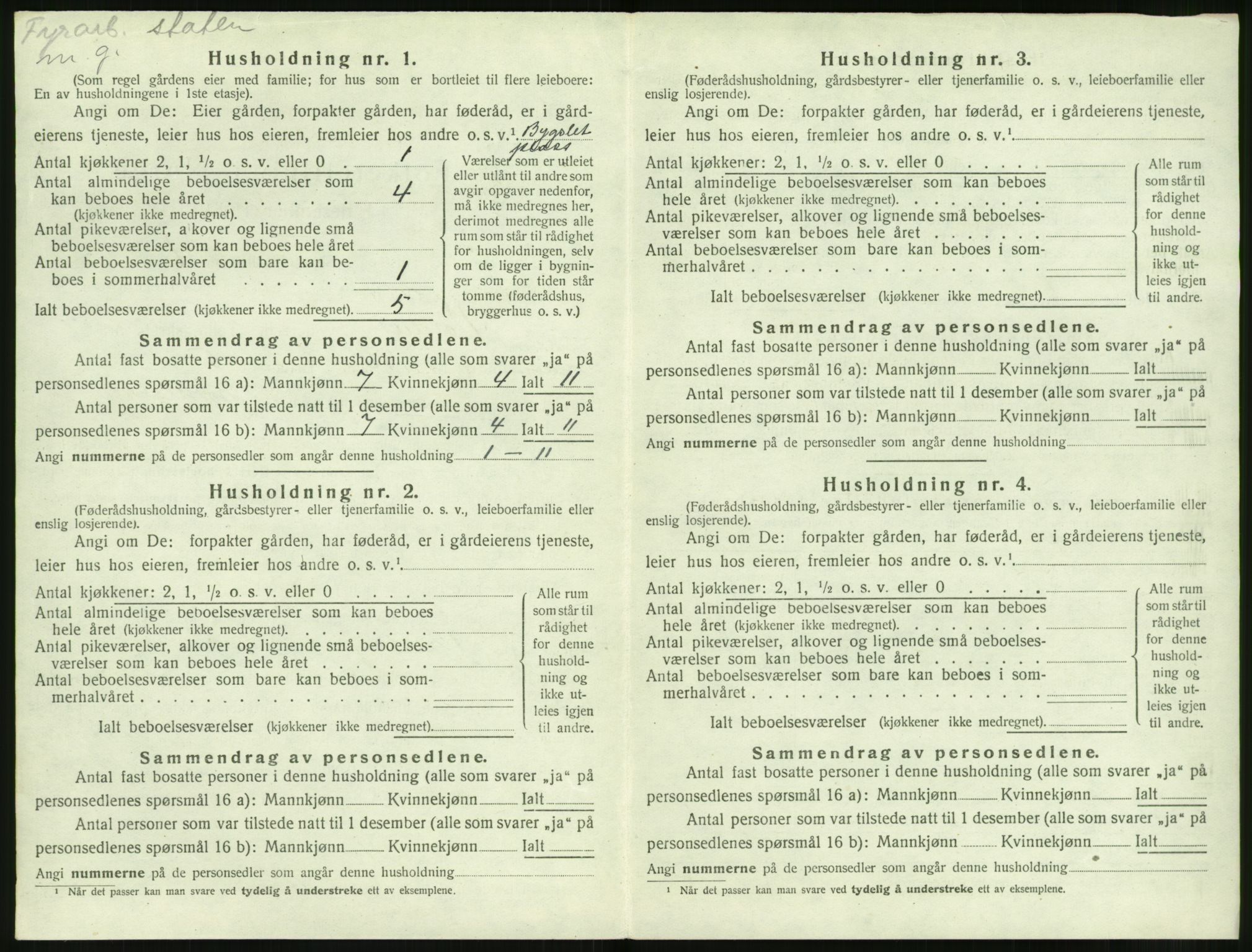 SAT, 1920 census for Volda, 1920, p. 1287