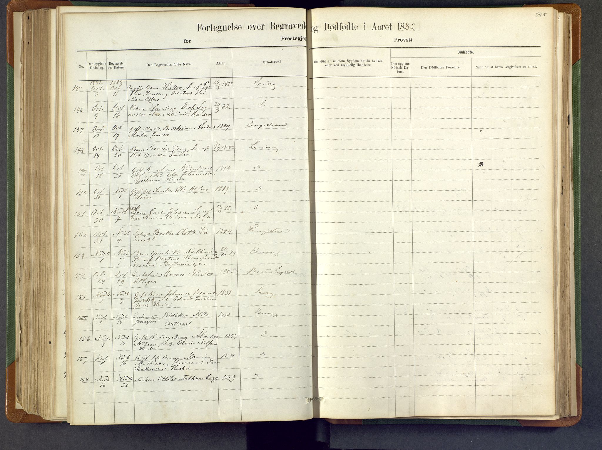 Larvik kirkebøker, AV/SAKO-A-352/F/Fa/L0007: Parish register (official) no. I 7, 1871-1883, p. 225