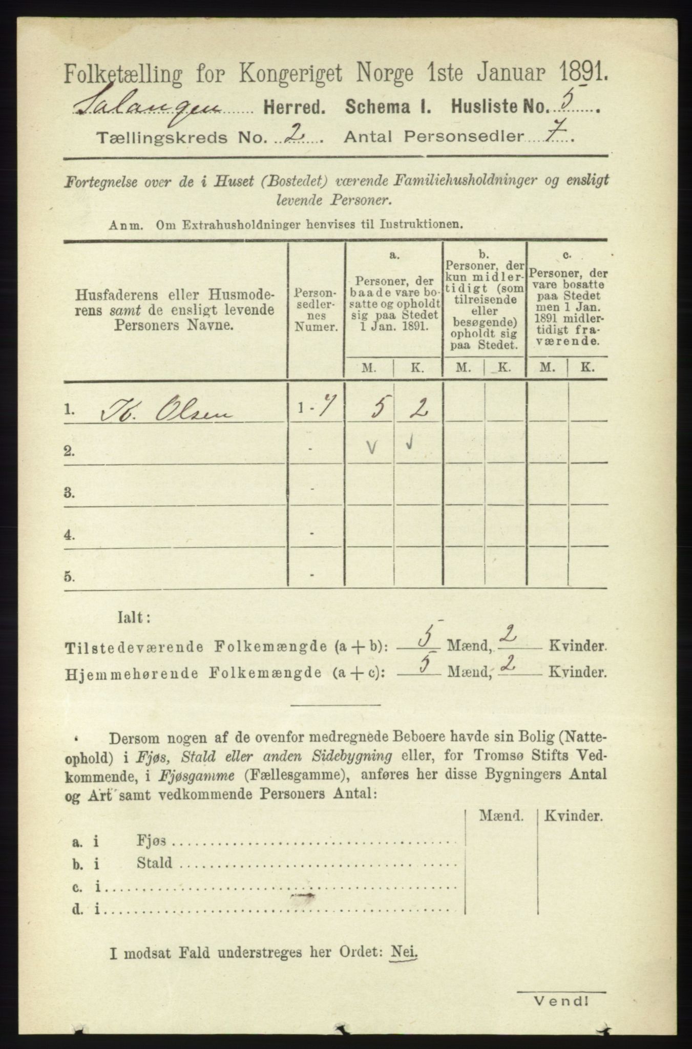 RA, 1891 census for 1921 Salangen, 1891, p. 479