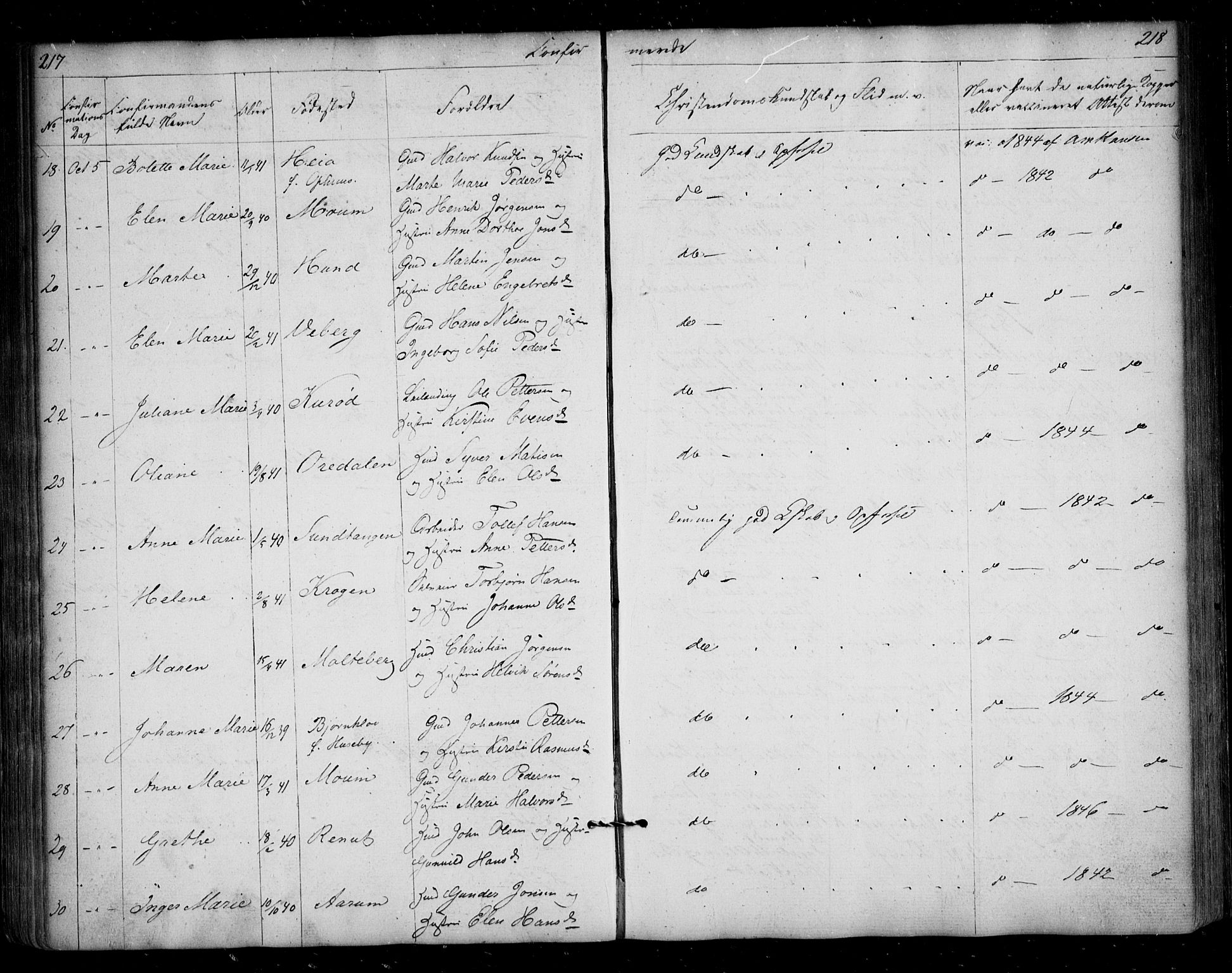 Borge prestekontor Kirkebøker, AV/SAO-A-10903/F/Fa/L0005: Parish register (official) no. I 5, 1848-1860, p. 217-218