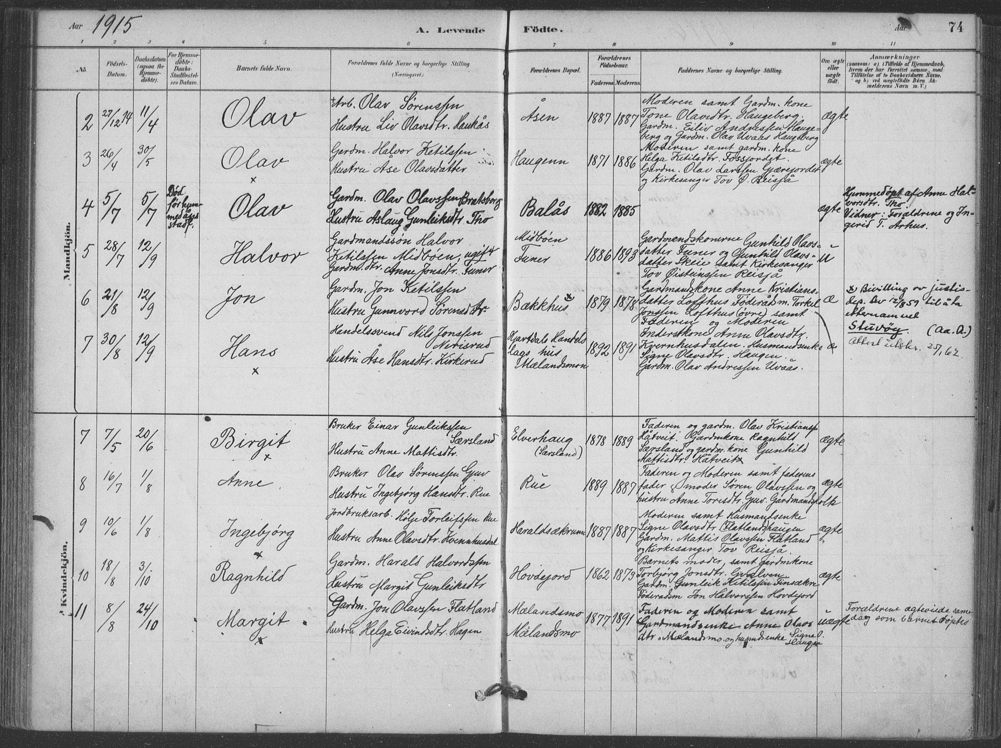 Hjartdal kirkebøker, AV/SAKO-A-270/F/Fa/L0010: Parish register (official) no. I 10, 1880-1929, p. 74