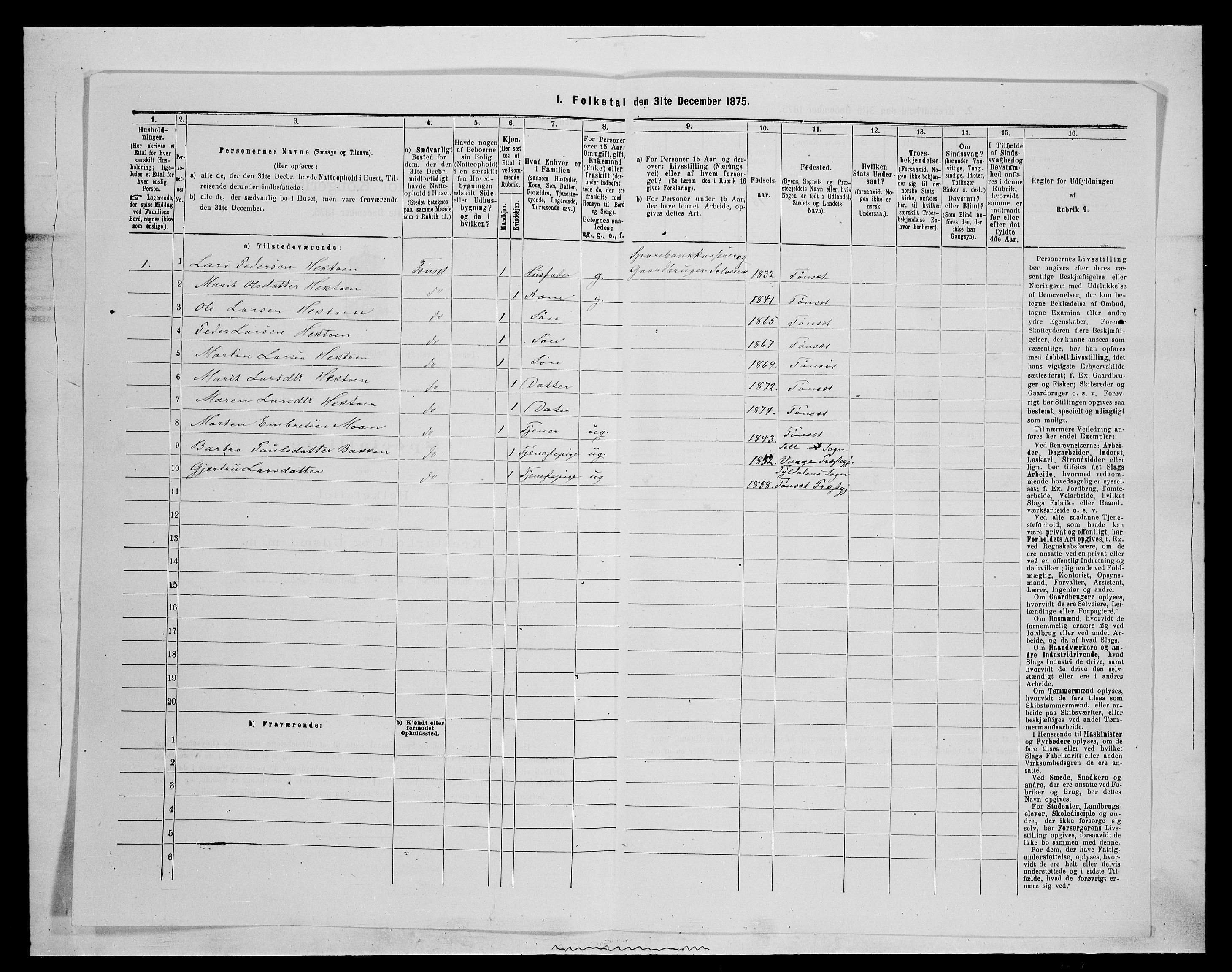 SAH, 1875 census for 0437P Tynset, 1875, p. 557