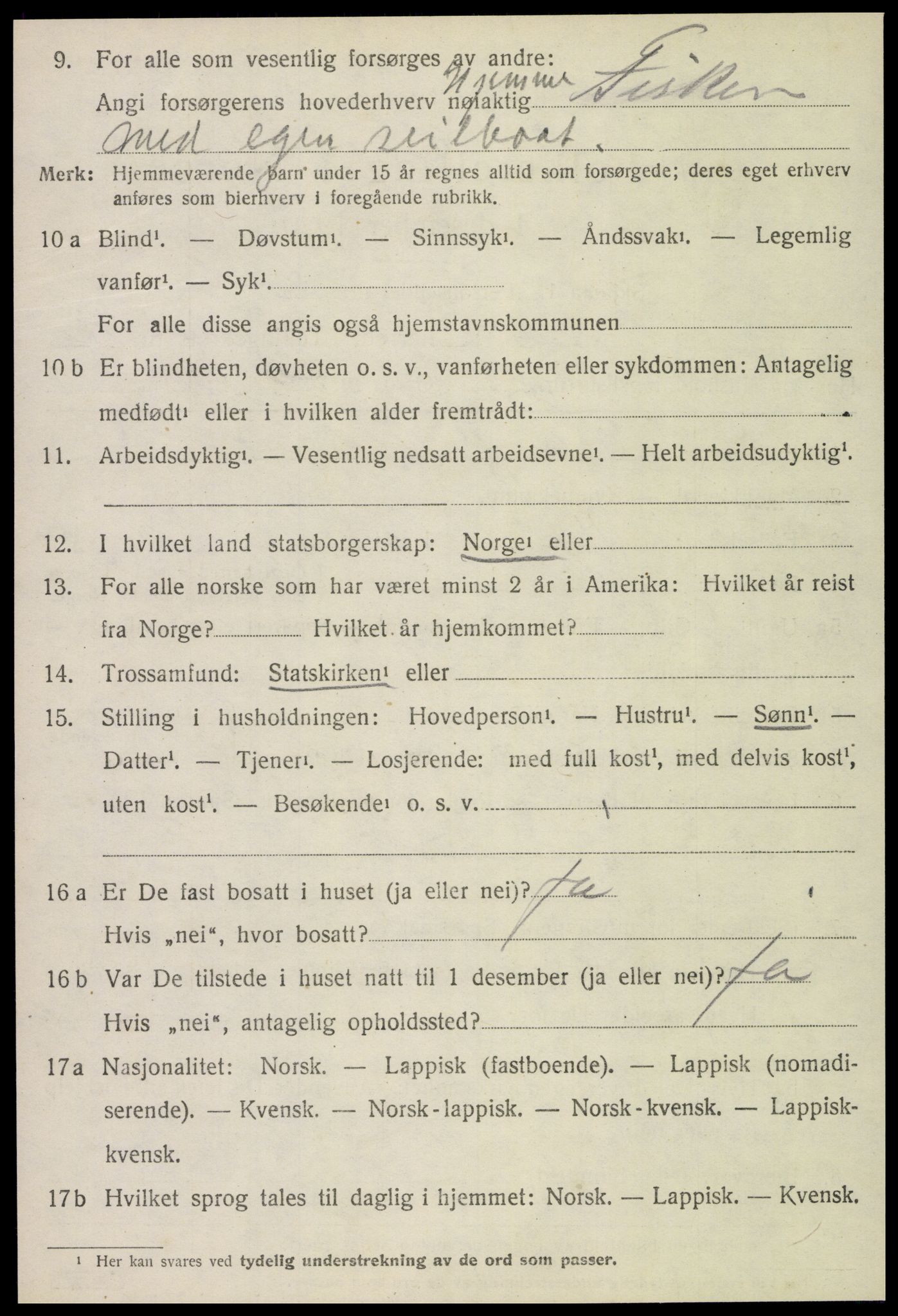 SAT, 1920 census for Verdal, 1920, p. 4722