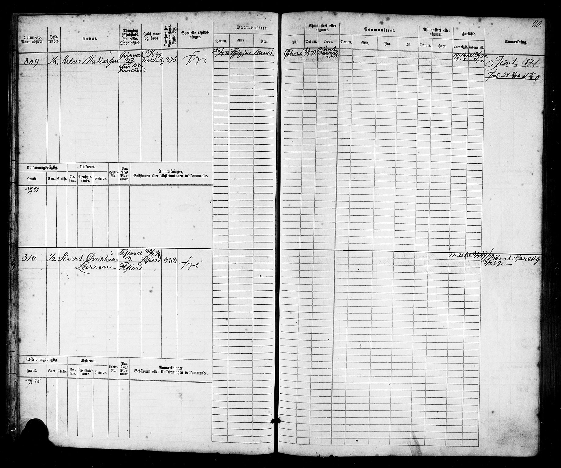 Flekkefjord mønstringskrets, SAK/2031-0018/F/Fb/L0009: Hovedrulle nr 771-1533, Æ-6, 1868-1900, p. 21