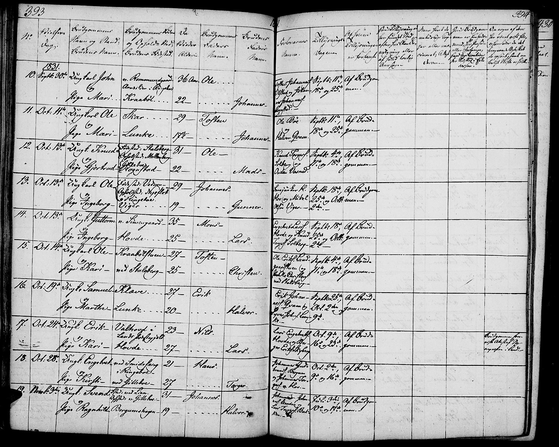 Øyer prestekontor, SAH/PREST-084/H/Ha/Haa/L0004: Parish register (official) no. 4, 1824-1841, p. 393-394