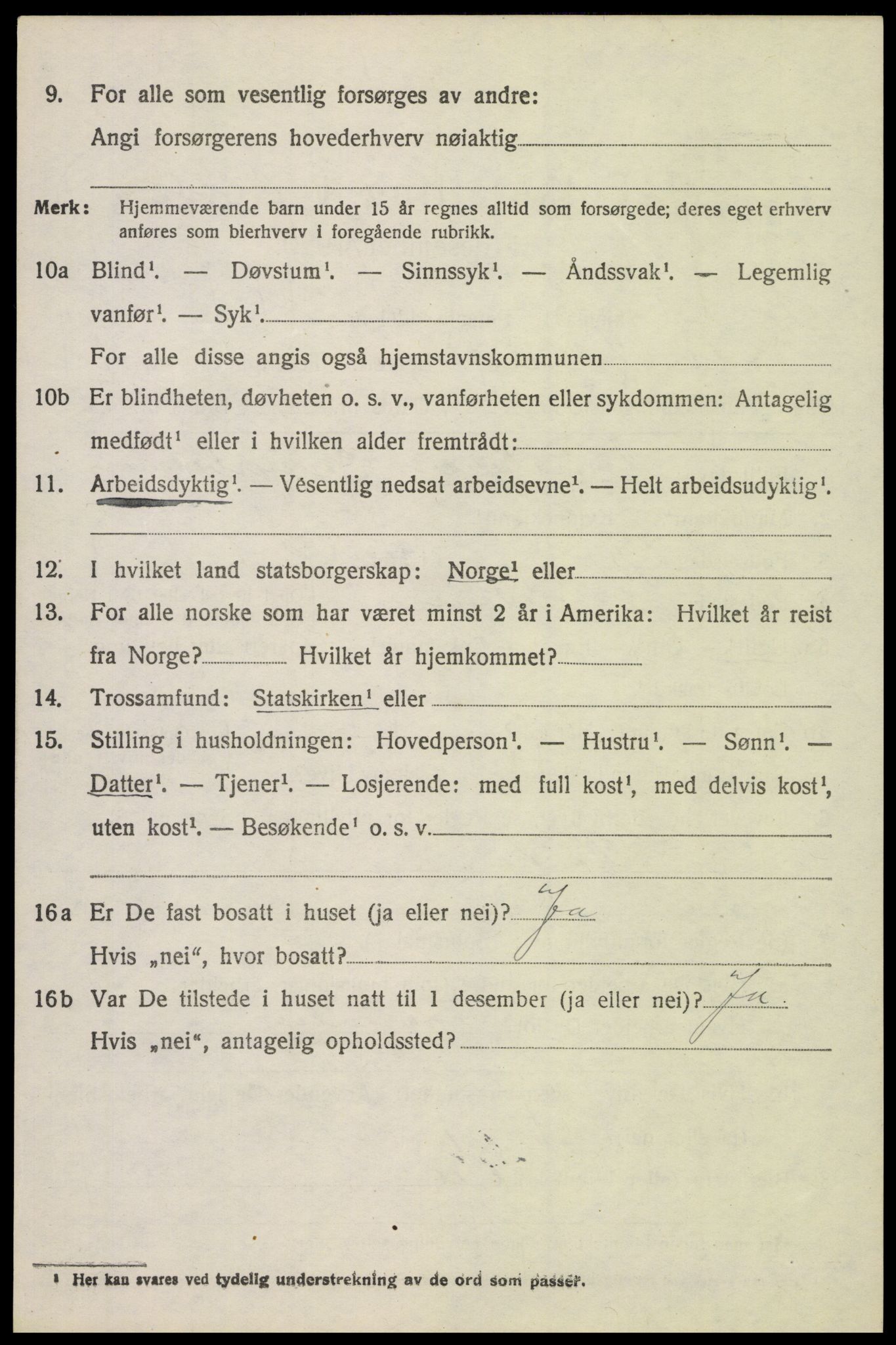 SAH, 1920 census for Vestre Toten, 1920, p. 8909