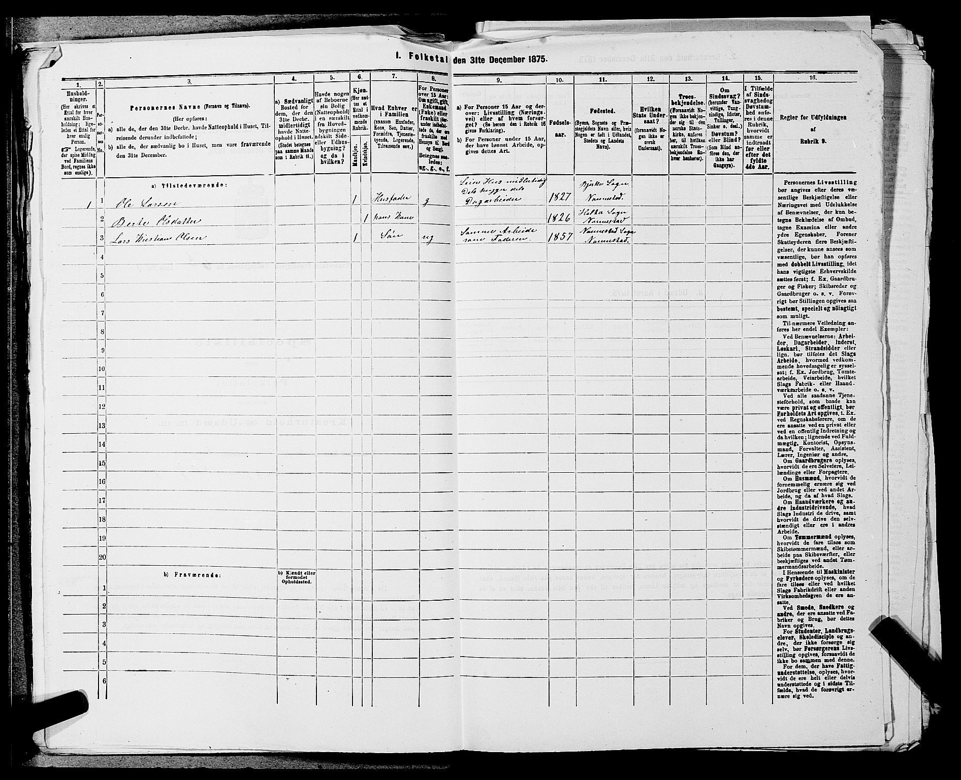 RA, 1875 census for 0238P Nannestad, 1875, p. 992