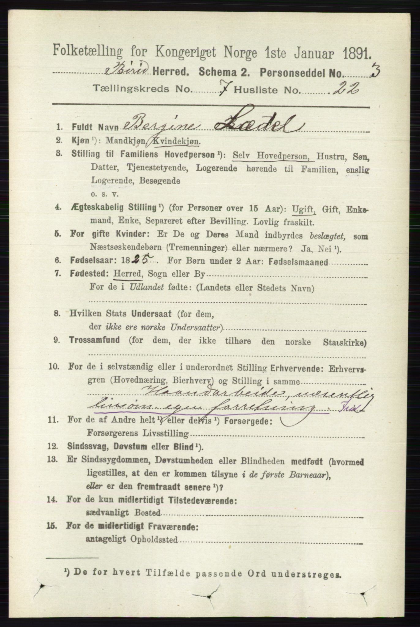 RA, 1891 census for 0525 Biri, 1891, p. 2582