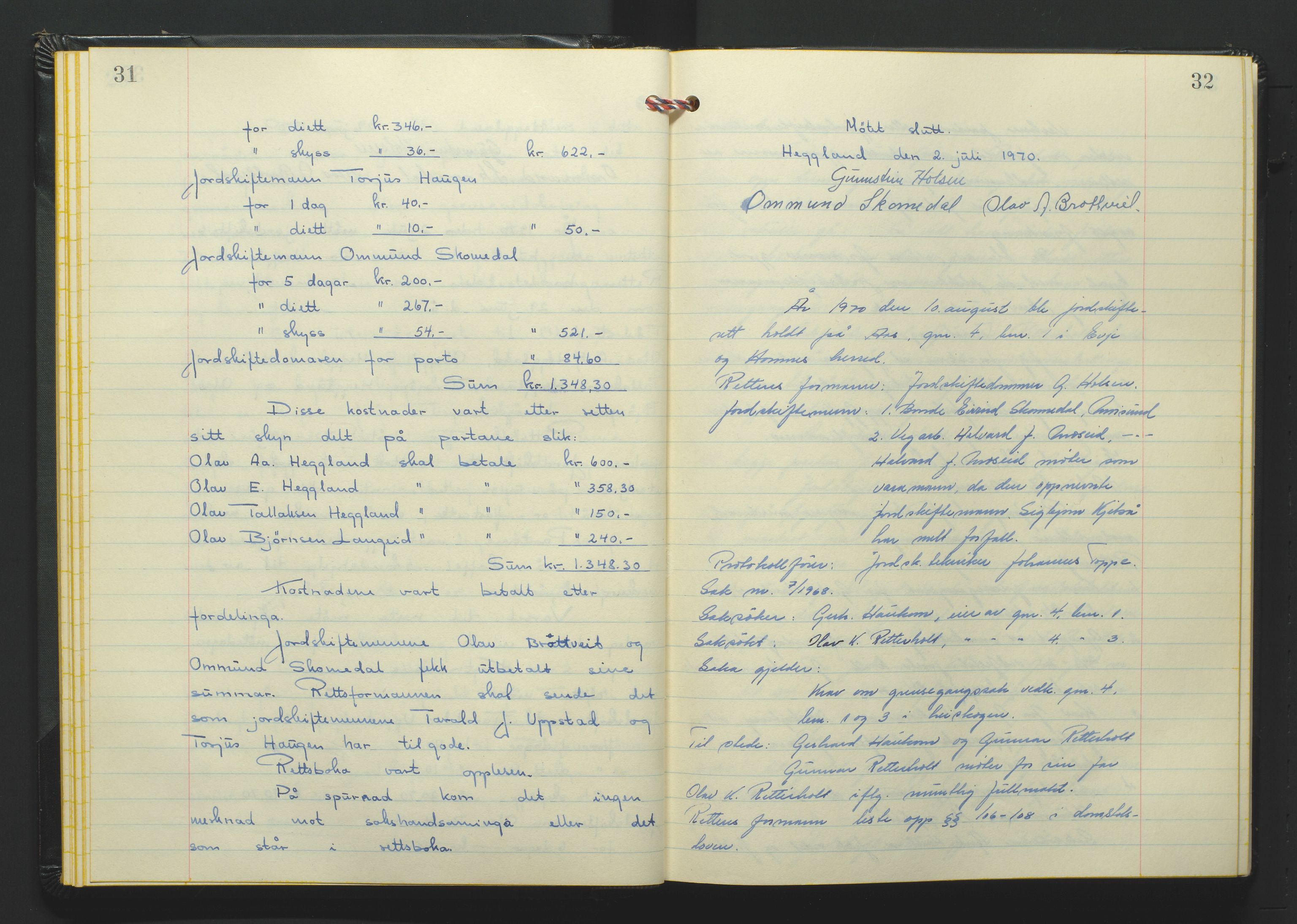 Setesdal jordskifterett, AV/SAK-1541-0008/F/Fa/Faa/L0012: Jordskifteprotokoll med gårdsregister, Setesdal domssokn nr 27 (II), 1970-1971