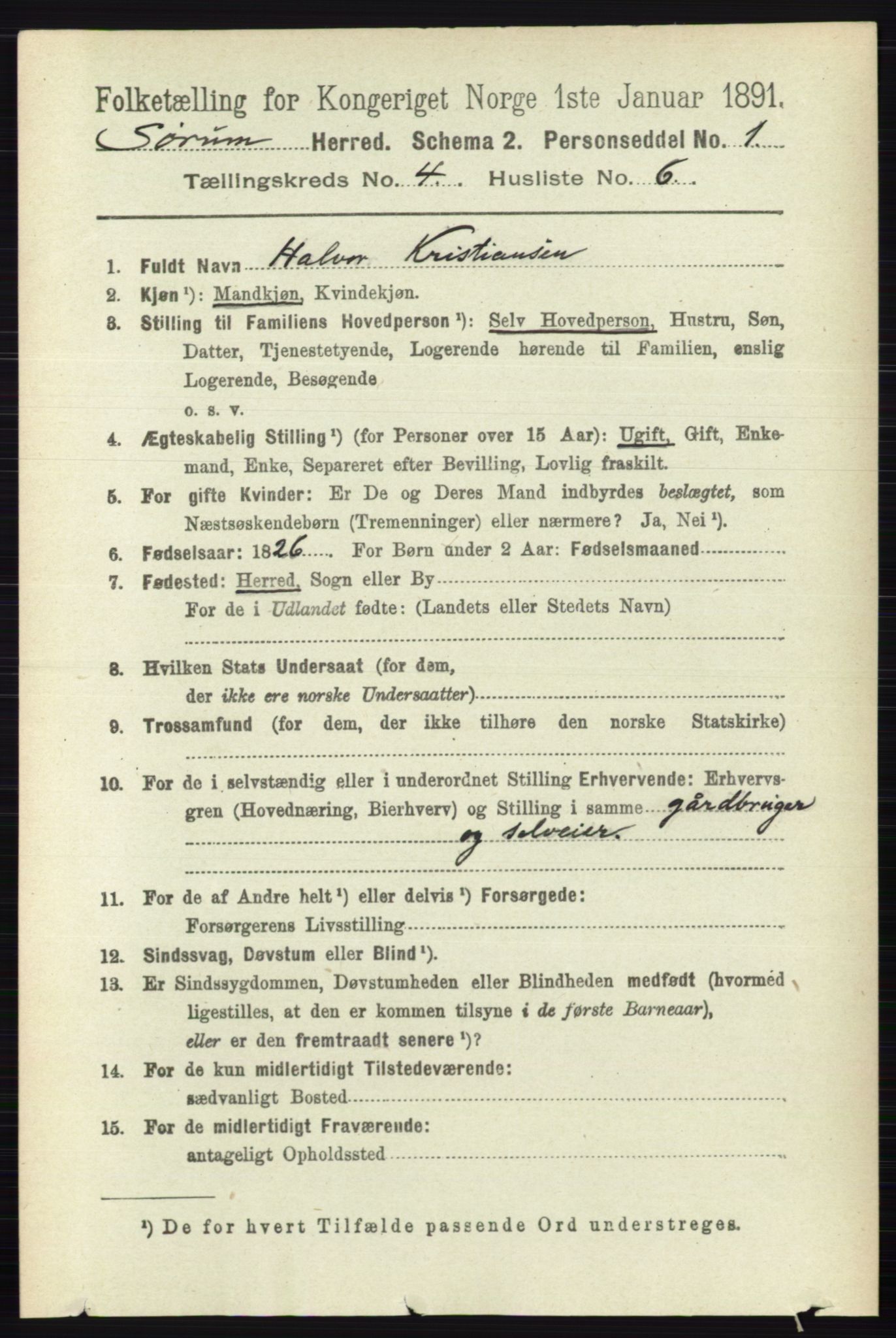 RA, 1891 census for 0226 Sørum, 1891, p. 1912