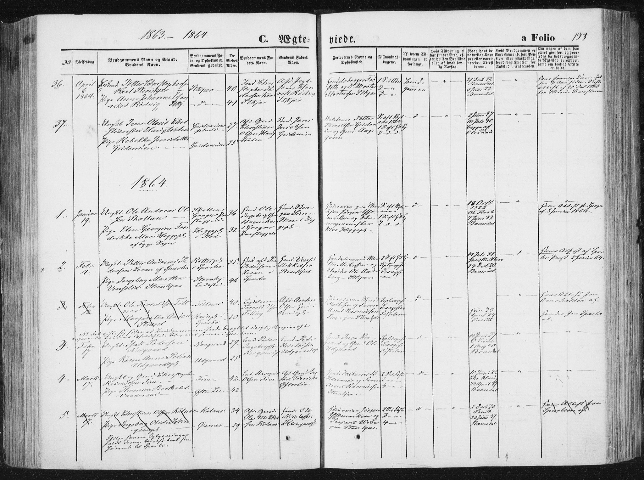Ministerialprotokoller, klokkerbøker og fødselsregistre - Nord-Trøndelag, SAT/A-1458/746/L0447: Parish register (official) no. 746A06, 1860-1877, p. 193