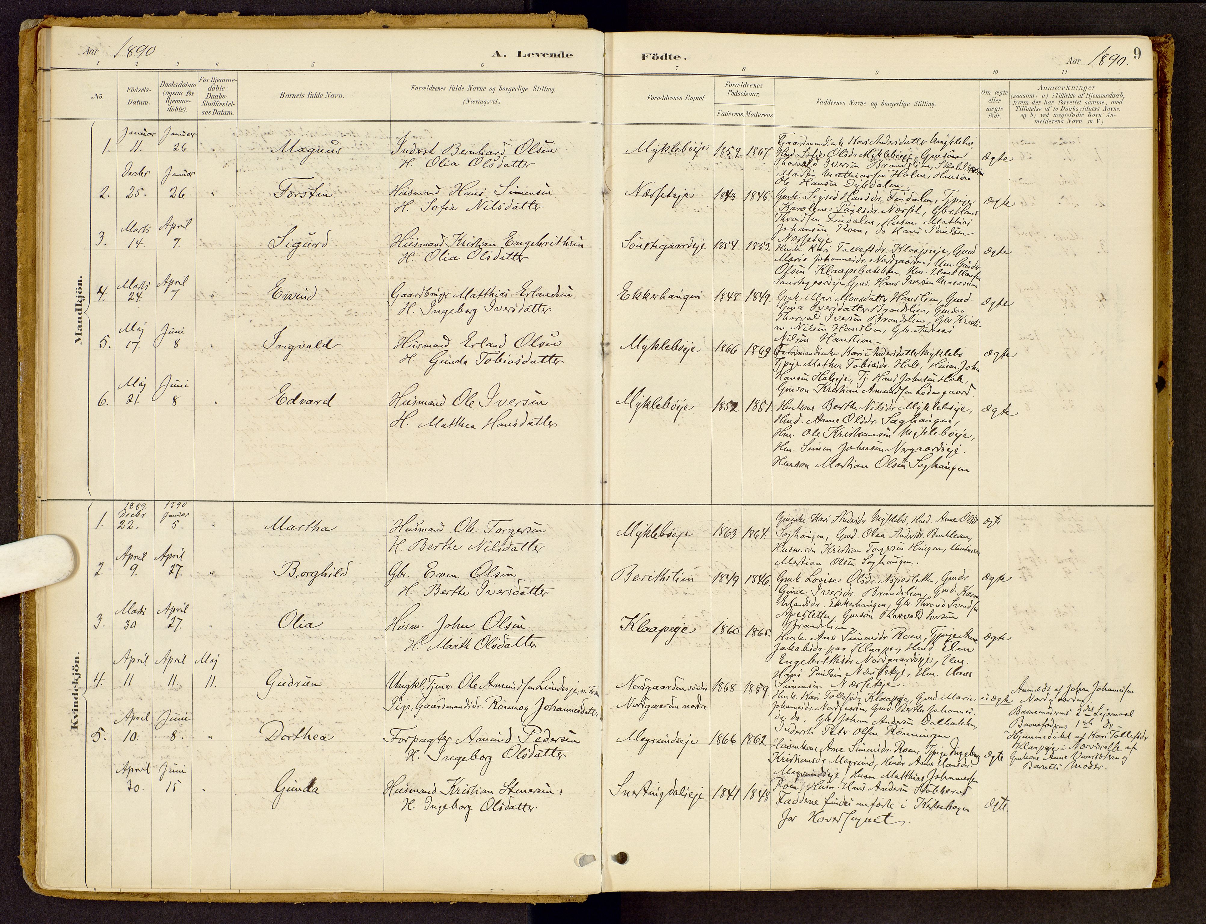 Vestre Gausdal prestekontor, SAH/PREST-094/H/Ha/Haa/L0002: Parish register (official) no. 2, 1887-1918, p. 9