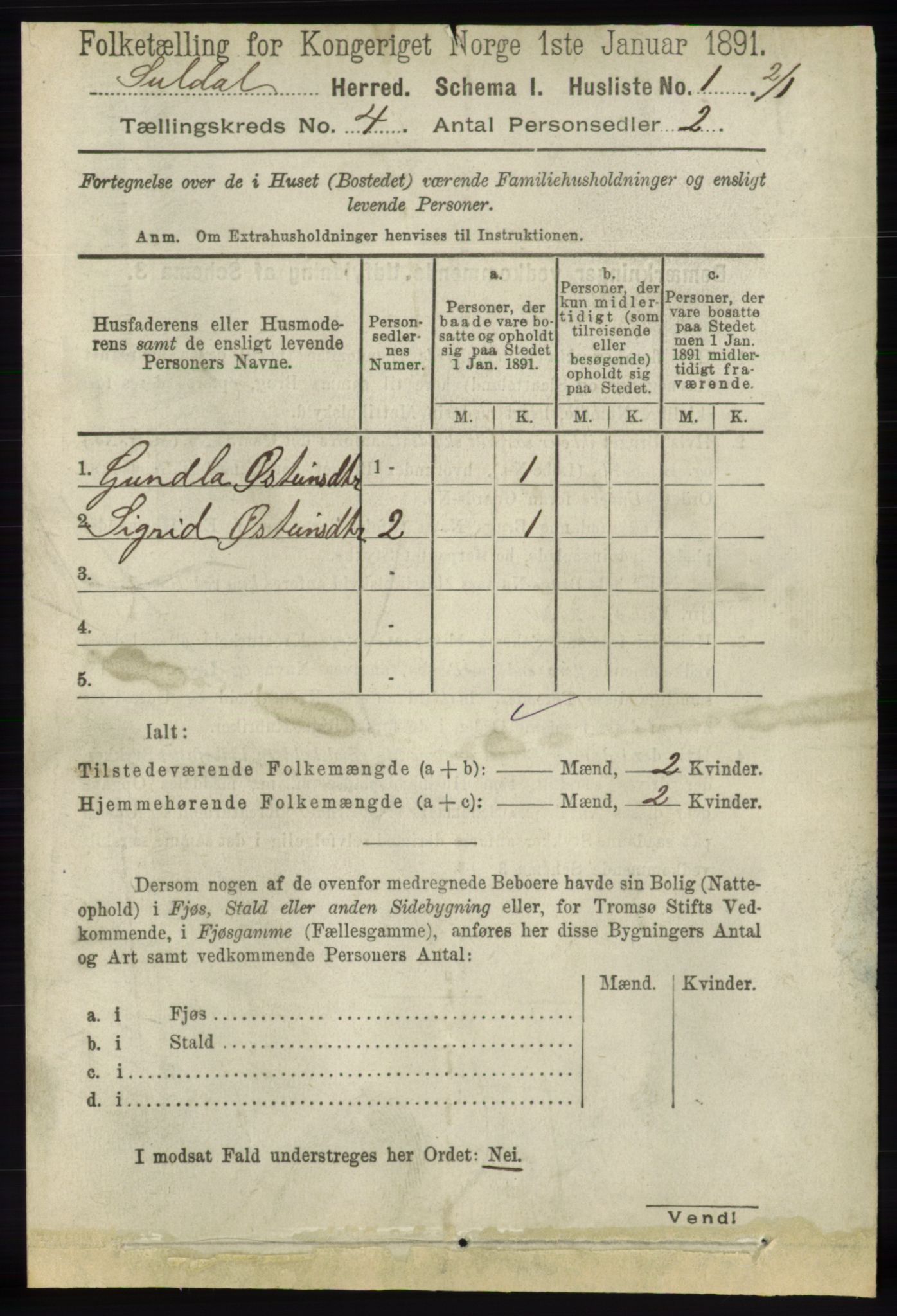 RA, 1891 census for 1134 Suldal, 1891, p. 756