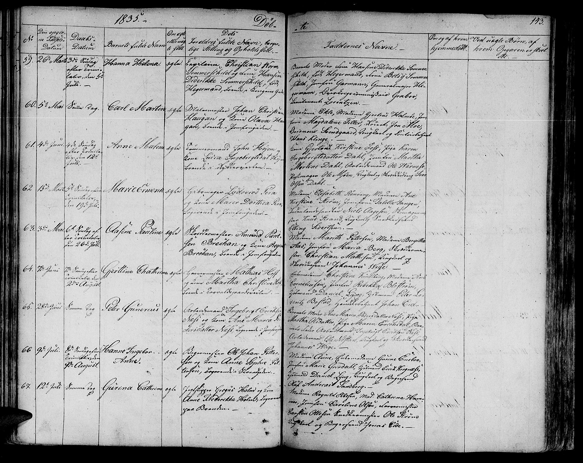 Ministerialprotokoller, klokkerbøker og fødselsregistre - Sør-Trøndelag, AV/SAT-A-1456/602/L0108: Parish register (official) no. 602A06, 1821-1839, p. 143