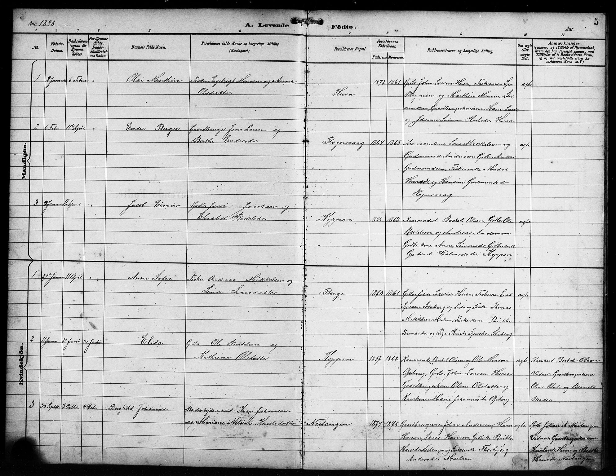 Lindås Sokneprestembete, SAB/A-76701/H/Hab: Parish register (copy) no. D 2, 1898-1910, p. 5