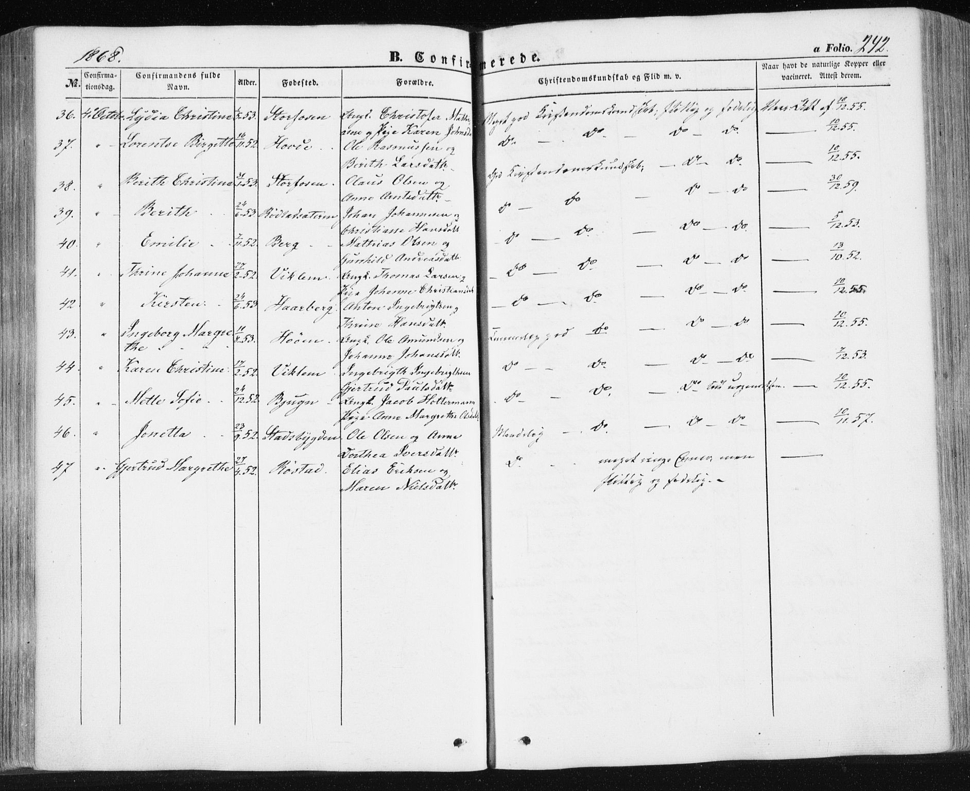 Ministerialprotokoller, klokkerbøker og fødselsregistre - Sør-Trøndelag, SAT/A-1456/659/L0737: Parish register (official) no. 659A07, 1857-1875, p. 242