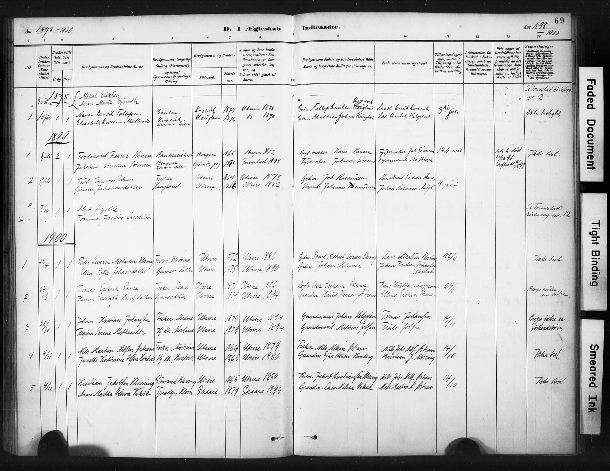 Torvastad sokneprestkontor, AV/SAST-A -101857/H/Ha/Haa/L0016: Parish register (official) no. A 15, 1883-1903, p. 69