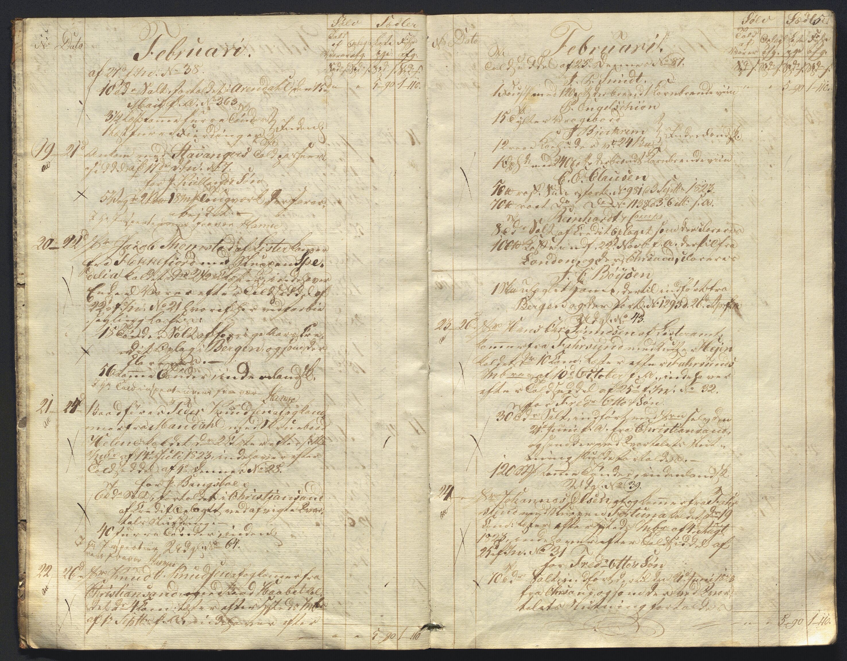 Revisjonsdepartementet, 2. revisjonskontor, AV/RA-S-1115/E/E015/L0059: Egersund: Tollbok, 1825, p. 4b-5a