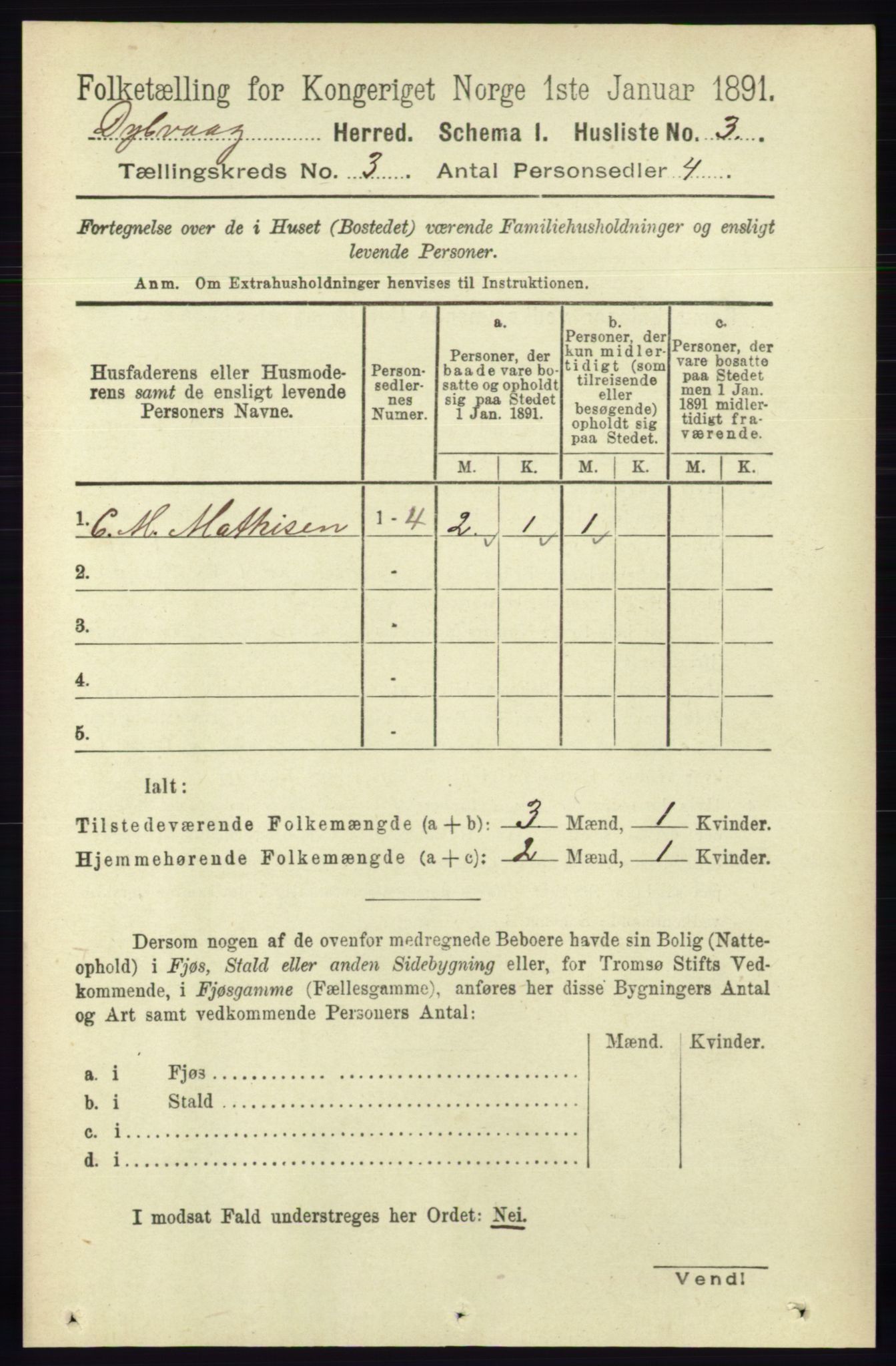 RA, 1891 census for 0915 Dypvåg, 1891, p. 761