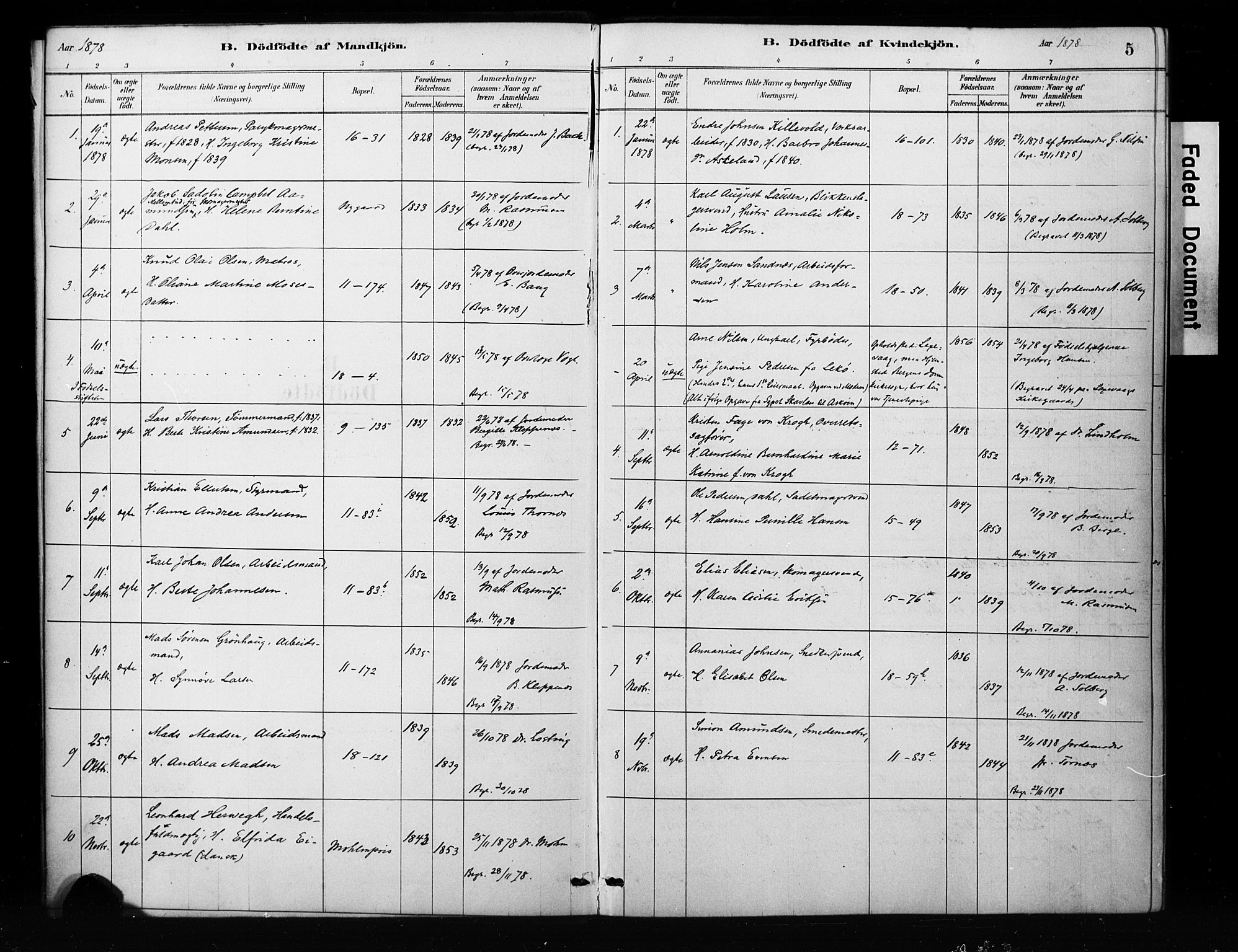 Domkirken sokneprestembete, SAB/A-74801/H/Hab/L0045: Parish register (copy) no. G 1, 1878-1916, p. 5