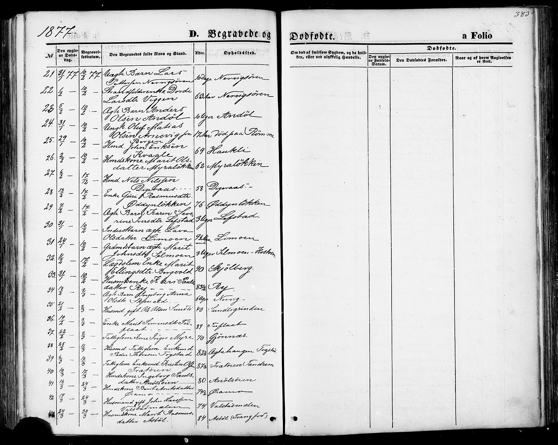 Ministerialprotokoller, klokkerbøker og fødselsregistre - Sør-Trøndelag, SAT/A-1456/668/L0807: Parish register (official) no. 668A07, 1870-1880, p. 383