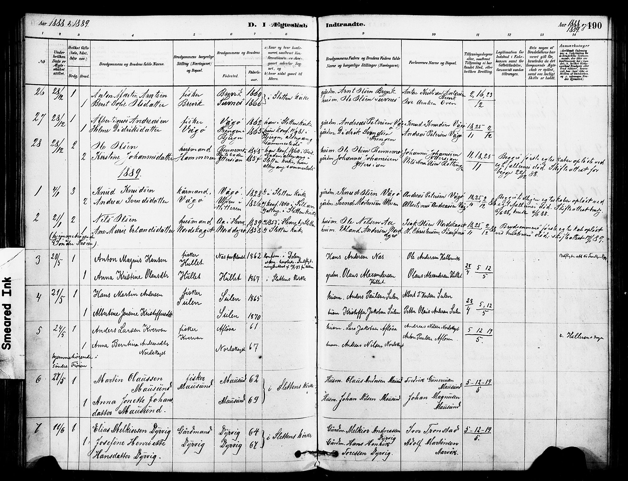 Ministerialprotokoller, klokkerbøker og fødselsregistre - Sør-Trøndelag, SAT/A-1456/640/L0578: Parish register (official) no. 640A03, 1879-1889, p. 190
