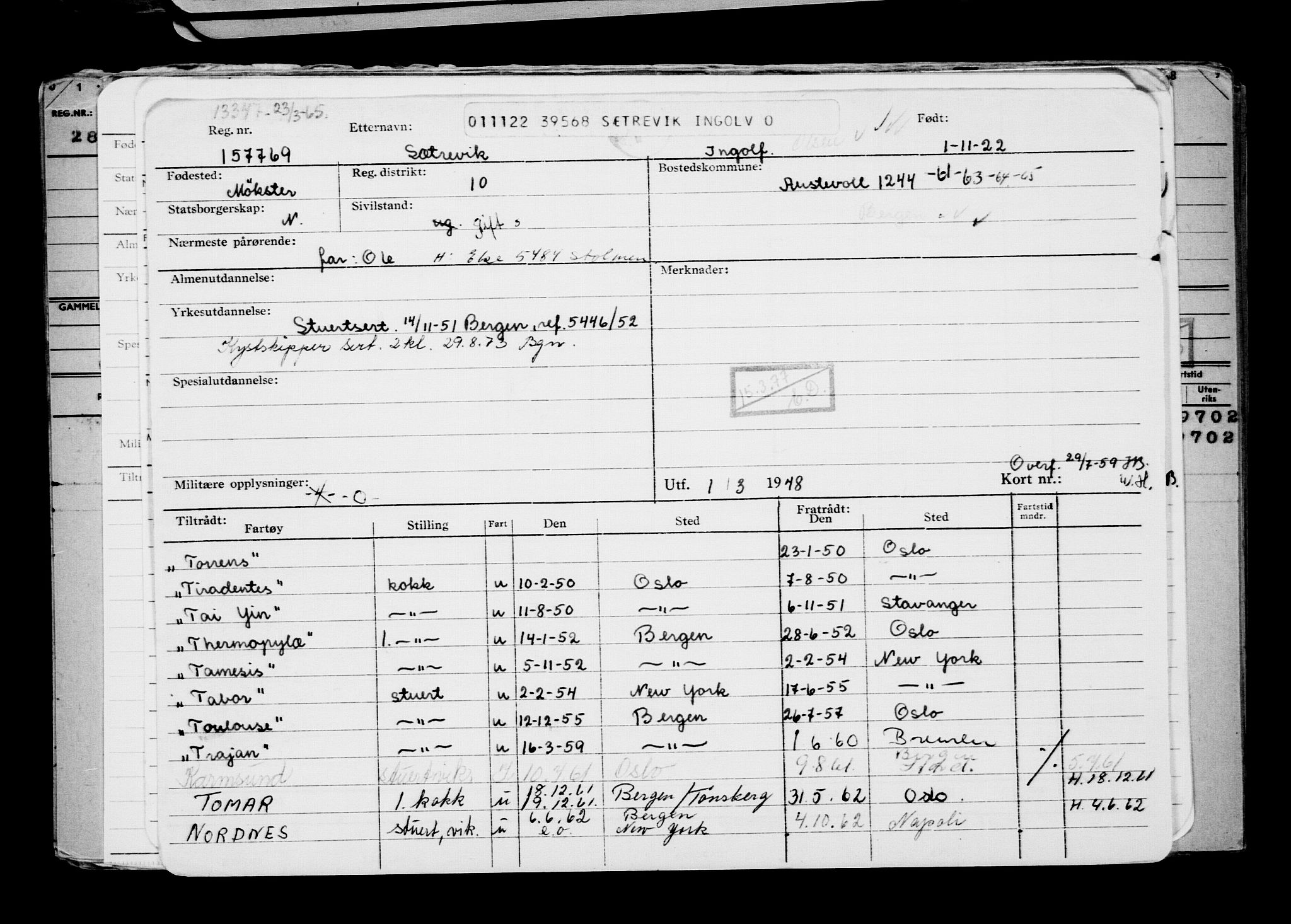 Direktoratet for sjømenn, AV/RA-S-3545/G/Gb/L0212: Hovedkort, 1922, p. 15