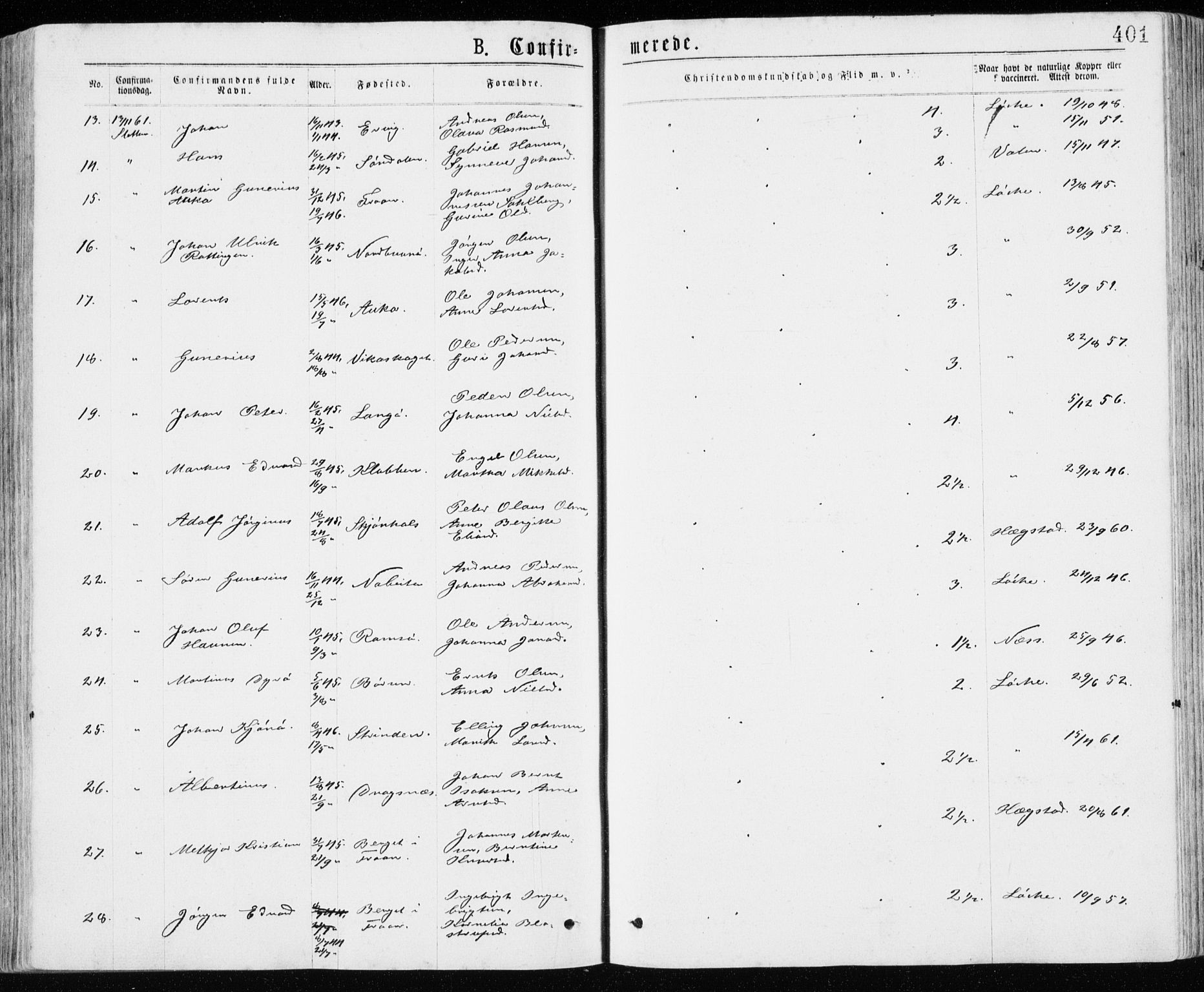 Ministerialprotokoller, klokkerbøker og fødselsregistre - Sør-Trøndelag, AV/SAT-A-1456/640/L0576: Parish register (official) no. 640A01, 1846-1876, p. 401