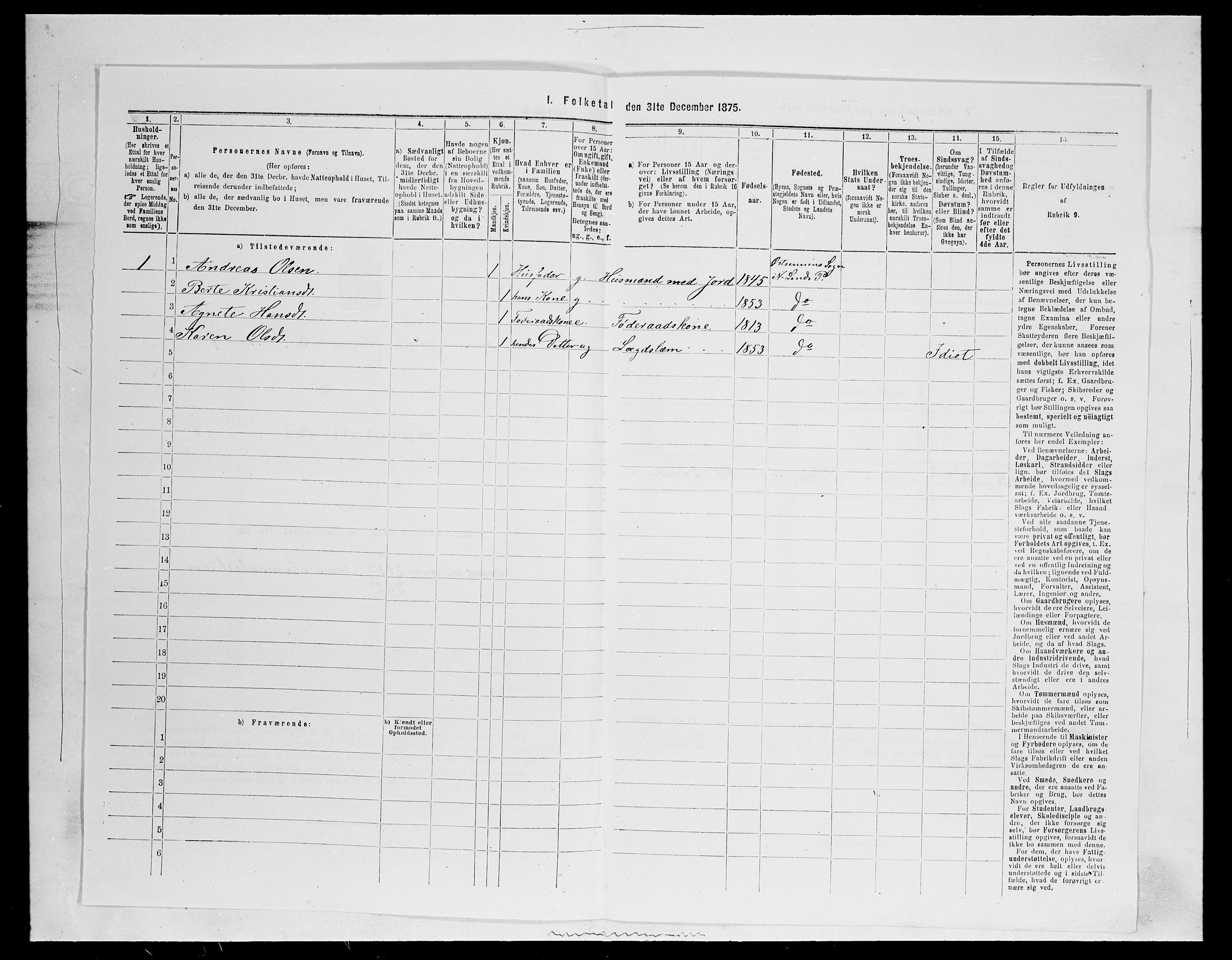 SAH, 1875 census for 0538P Nordre Land, 1875, p. 382