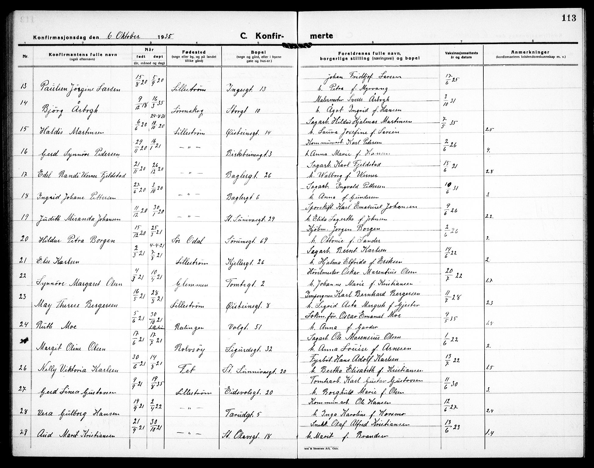 Skedsmo prestekontor Kirkebøker, AV/SAO-A-10033a/G/Gc/L0003: Parish register (copy) no. III 4, 1926-1939, p. 113