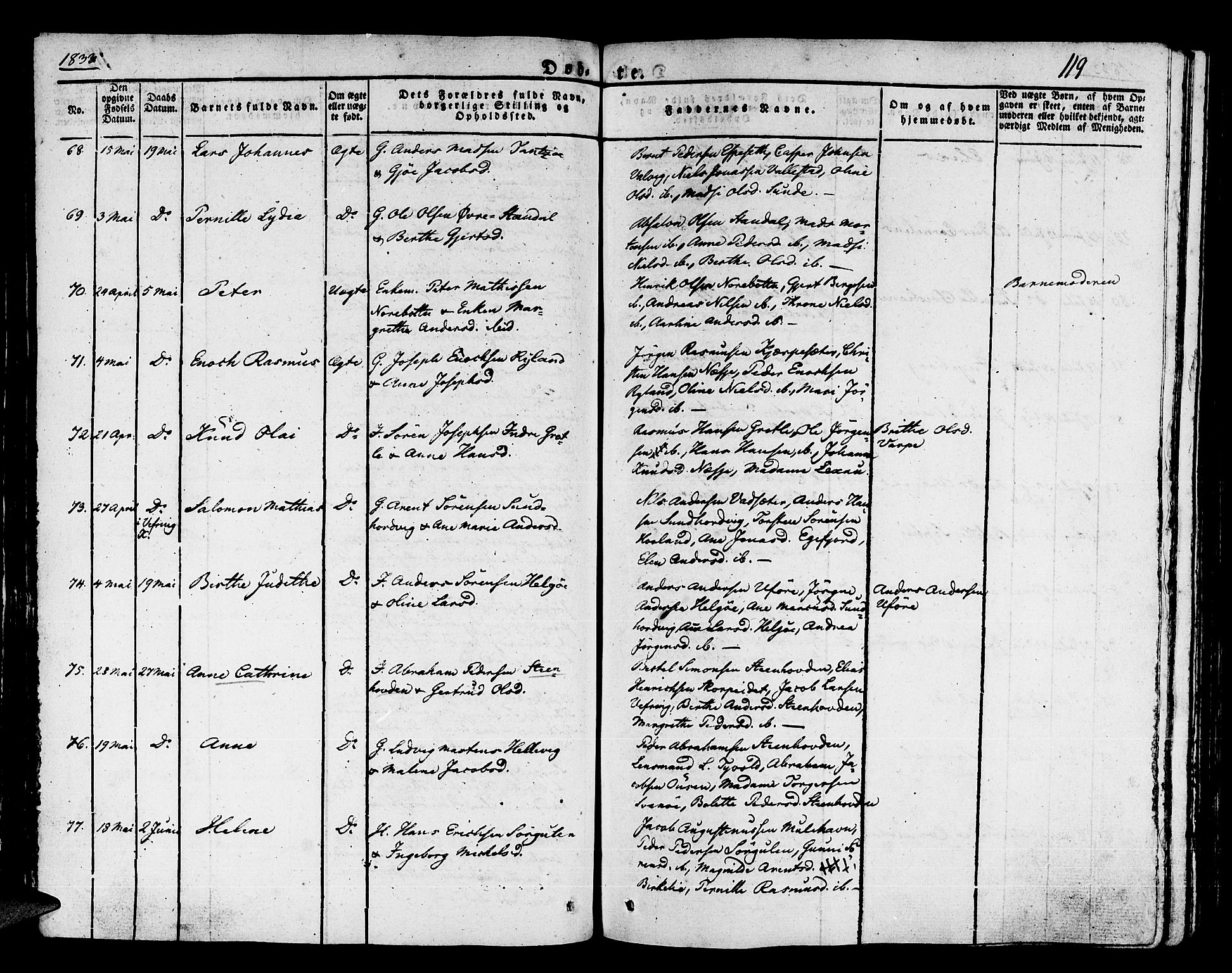 Kinn sokneprestembete, AV/SAB-A-80801/H/Haa/Haaa/L0004/0001: Parish register (official) no. A 4I, 1822-1840, p. 119