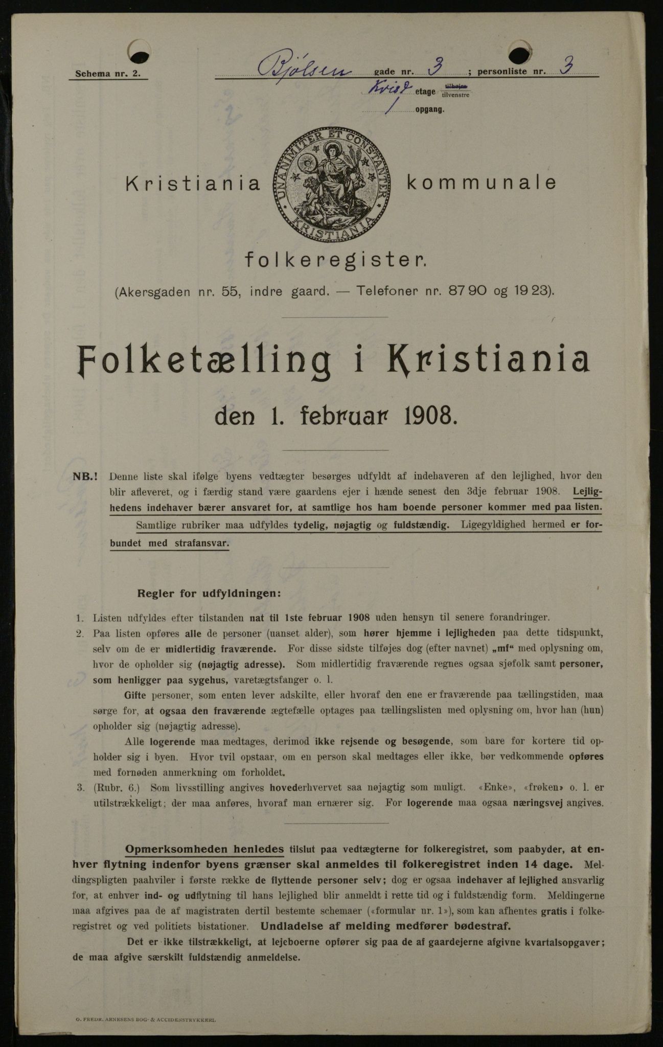OBA, Municipal Census 1908 for Kristiania, 1908, p. 6317