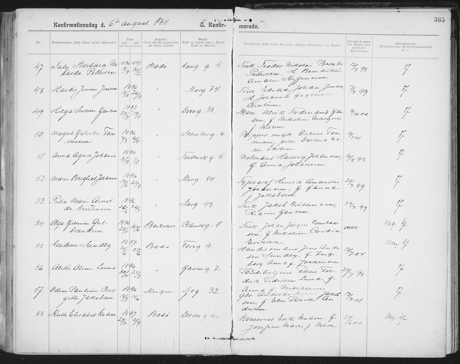 Ministerialprotokoller, klokkerbøker og fødselsregistre - Nordland, AV/SAT-A-1459/801/L0011: Parish register (official) no. 801A11, 1900-1916, p. 365