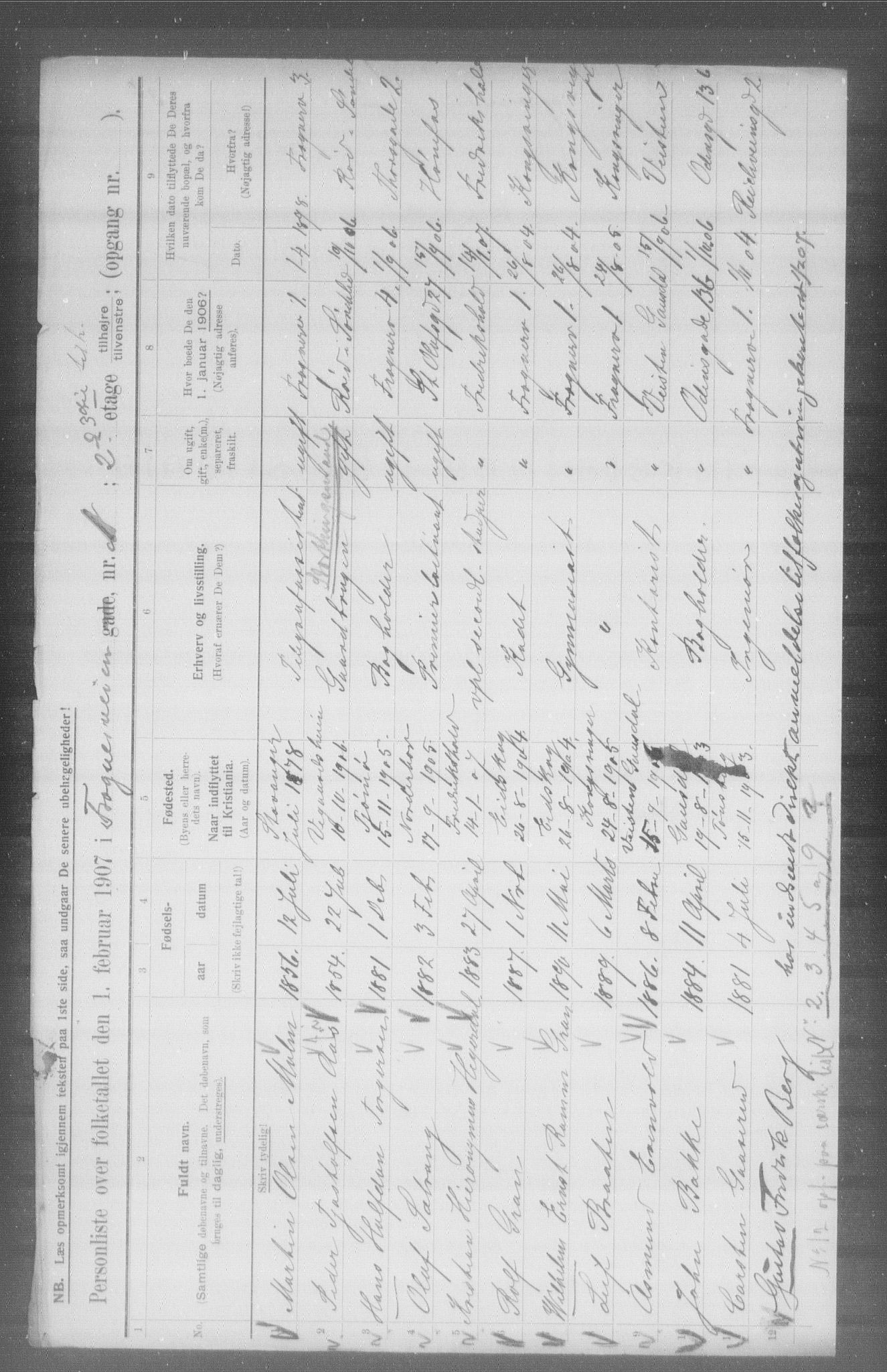 OBA, Municipal Census 1907 for Kristiania, 1907, p. 13722