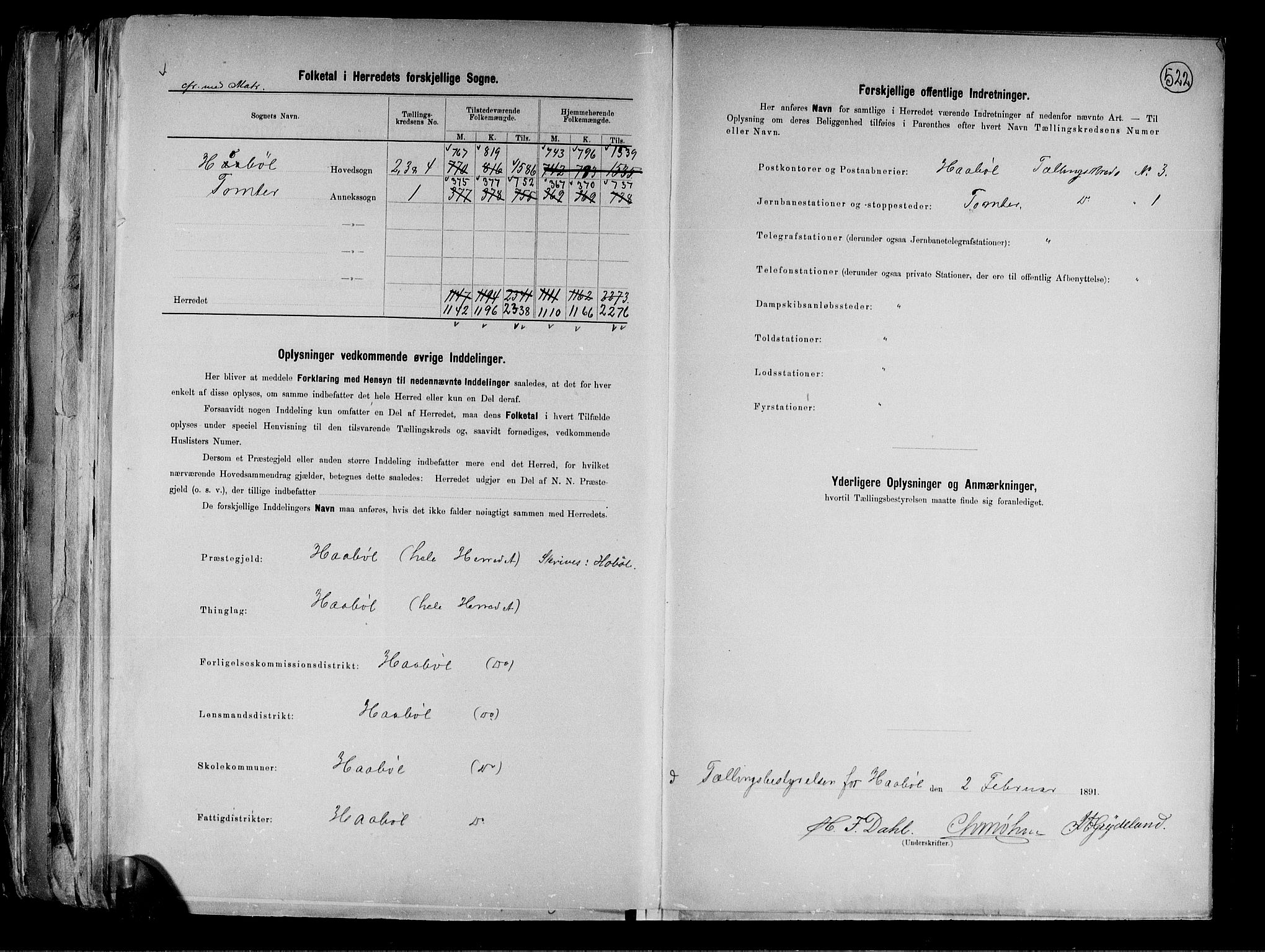 RA, 1891 census for 0138 Hobøl, 1891, p. 3