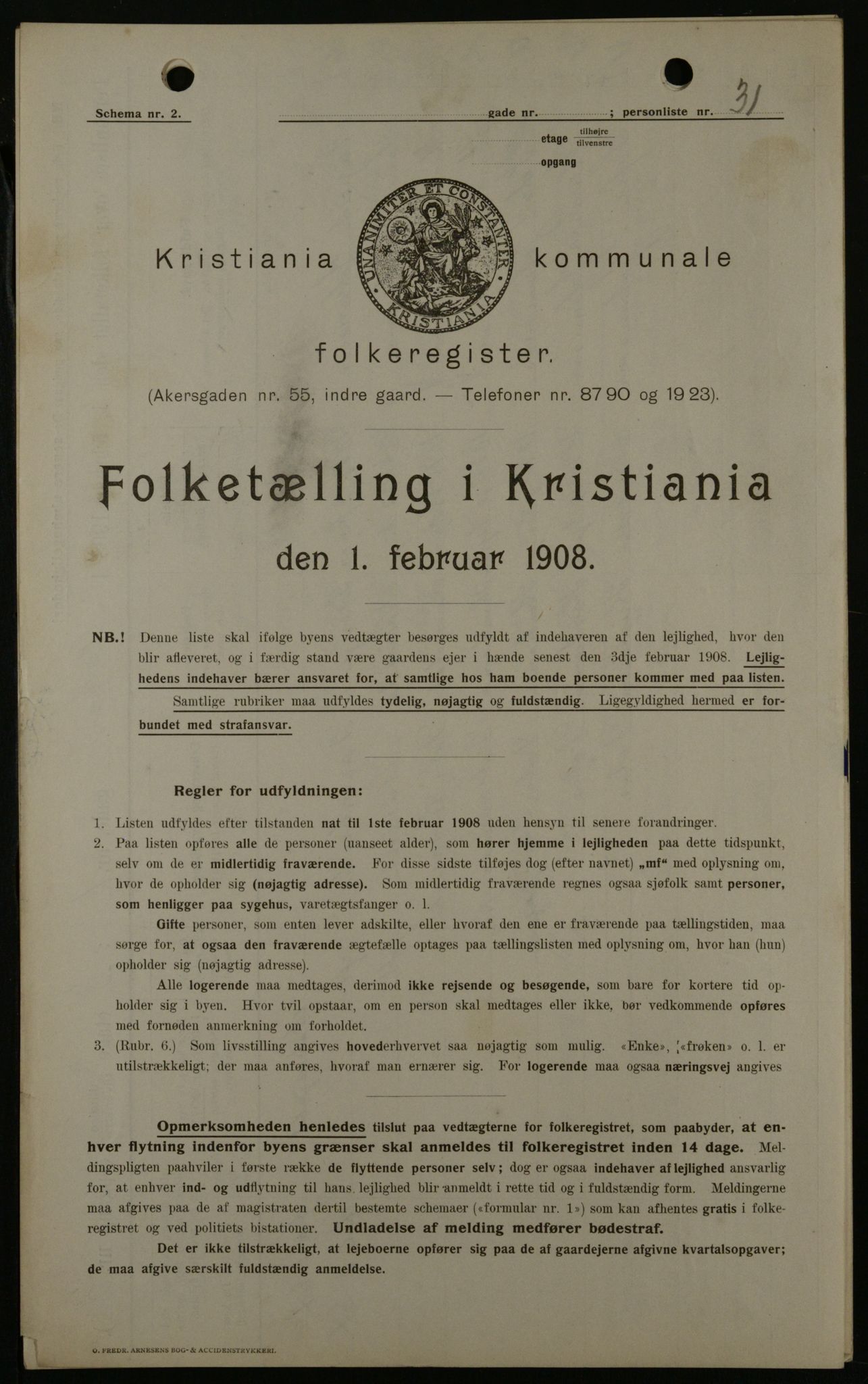 OBA, Municipal Census 1908 for Kristiania, 1908, p. 1961