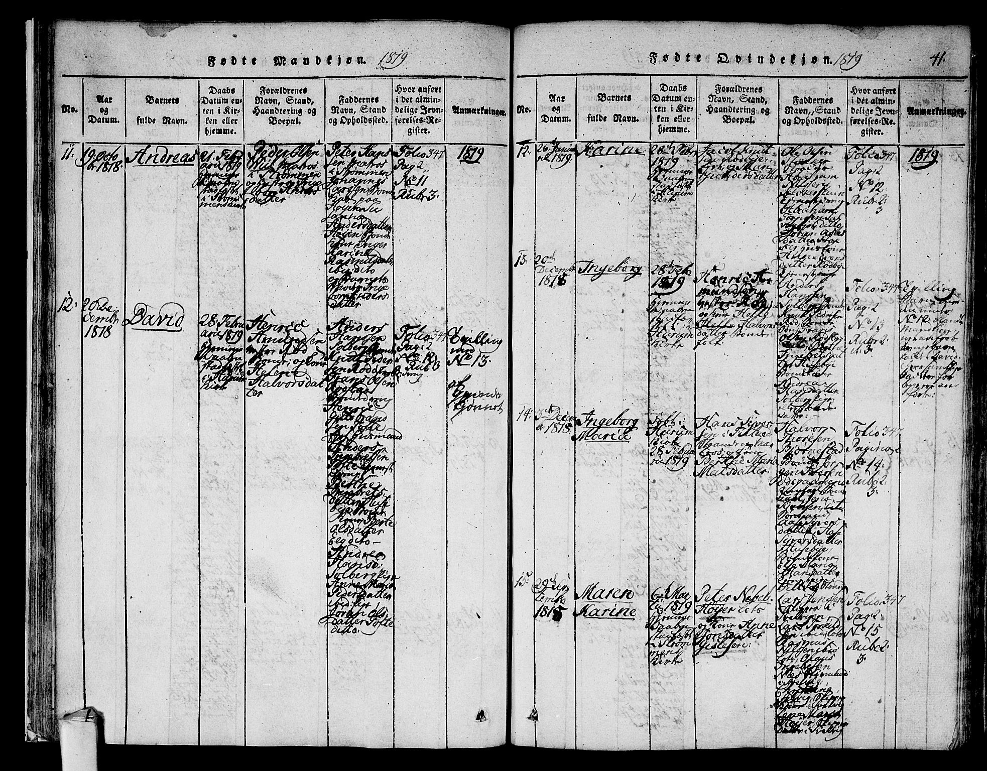 Hurum kirkebøker, AV/SAKO-A-229/F/Fa/L0009: Parish register (official) no. 9, 1816-1826, p. 41