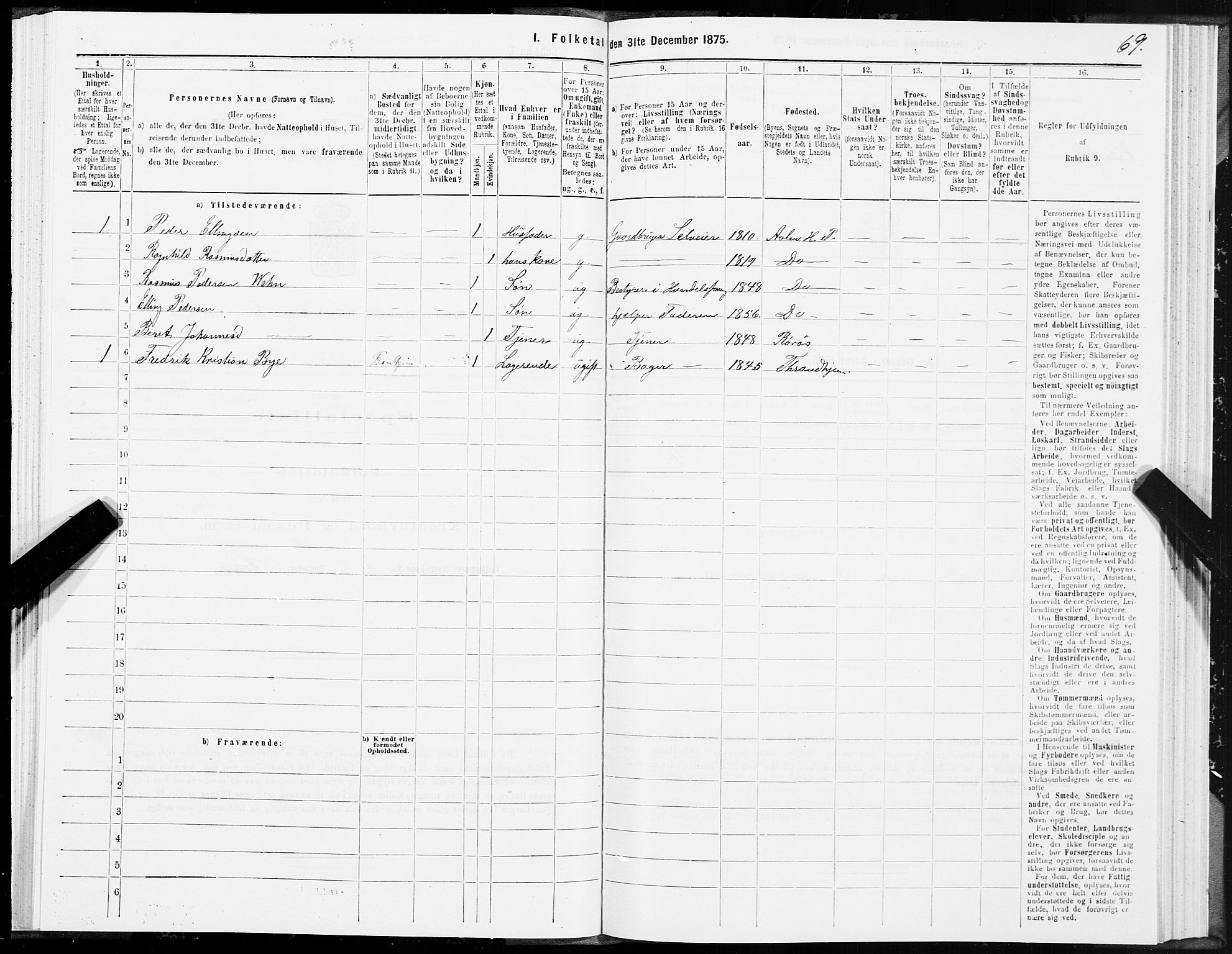 SAT, 1875 census for 1645P Haltdalen, 1875, p. 4069