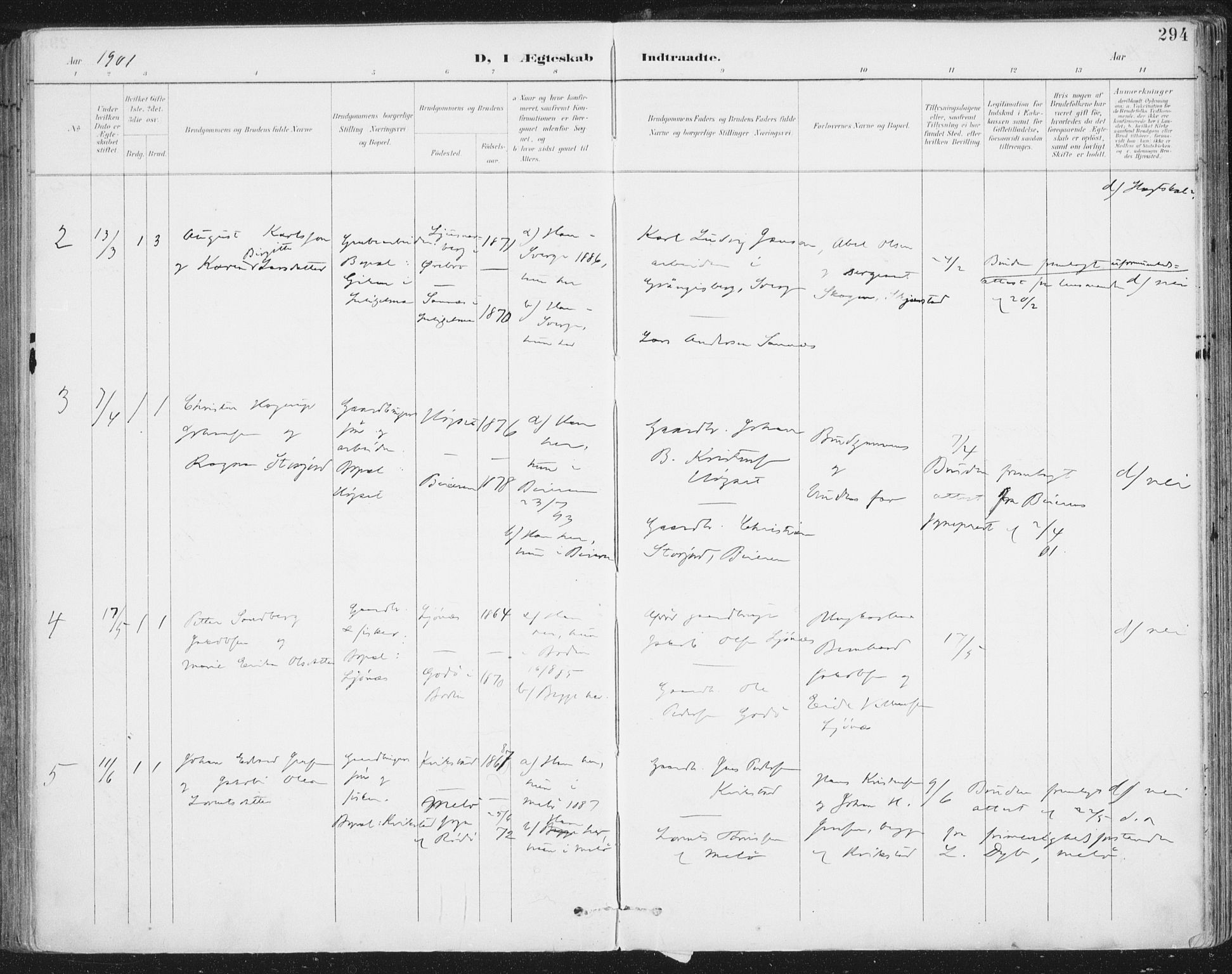 Ministerialprotokoller, klokkerbøker og fødselsregistre - Nordland, AV/SAT-A-1459/852/L0741: Parish register (official) no. 852A11, 1894-1917, p. 294