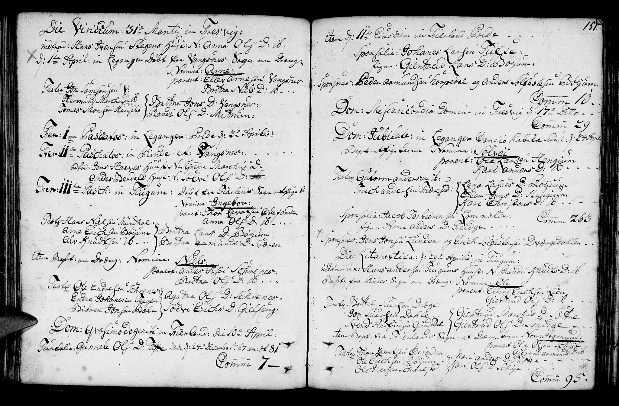 Leikanger sokneprestembete, AV/SAB-A-81001/H/Haa/Haaa/L0003: Parish register (official) no. A 3, 1756-1770, p. 151