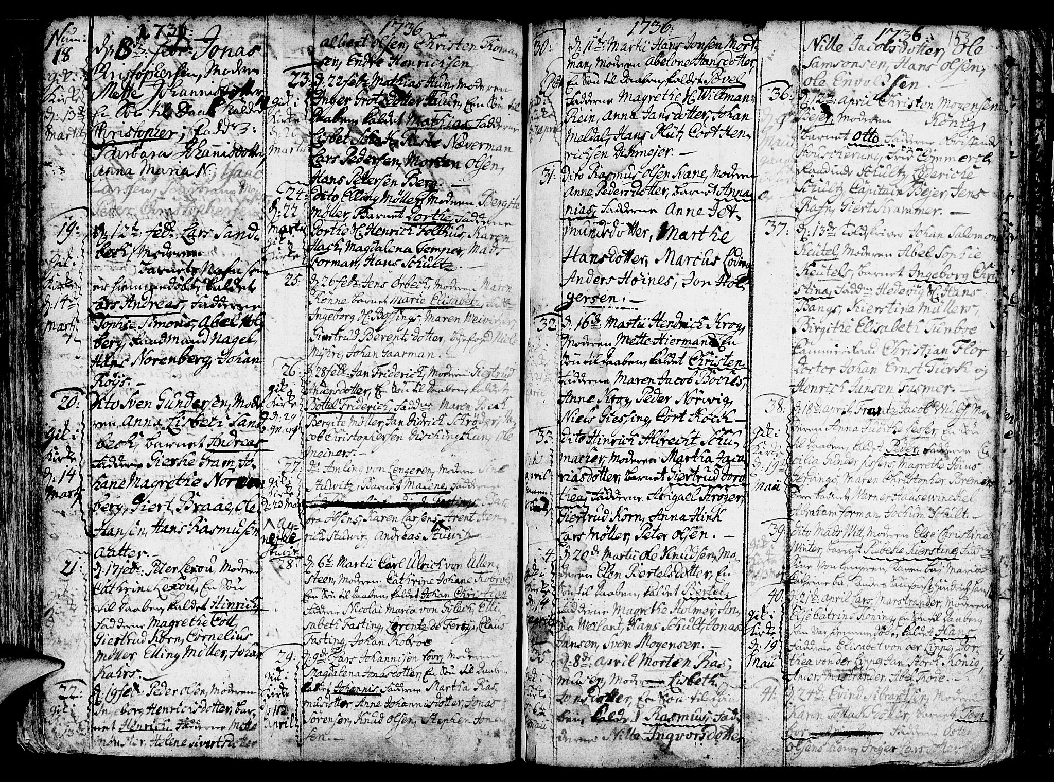 Nykirken Sokneprestembete, AV/SAB-A-77101/H/Haa/L0003: Parish register (official) no. A 3, 1717-1764, p. 153