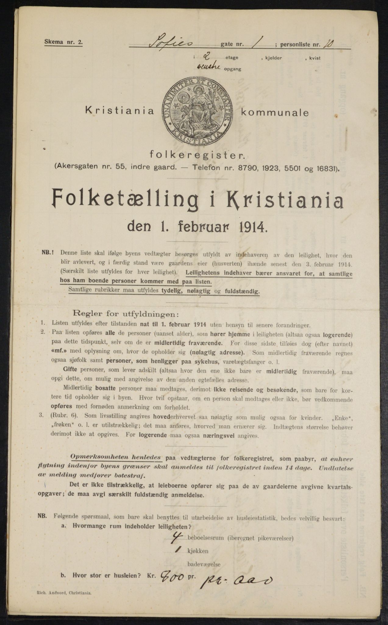 OBA, Municipal Census 1914 for Kristiania, 1914, p. 98560