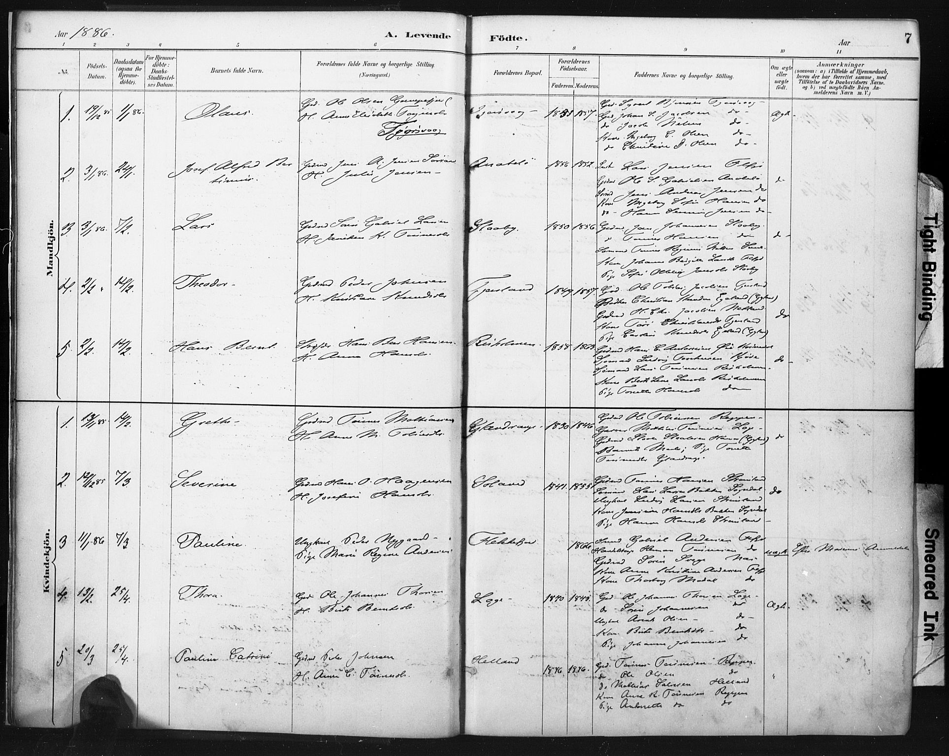 Flekkefjord sokneprestkontor, SAK/1111-0012/F/Fa/Fac/L0008: Parish register (official) no. A 8, 1885-1898, p. 7