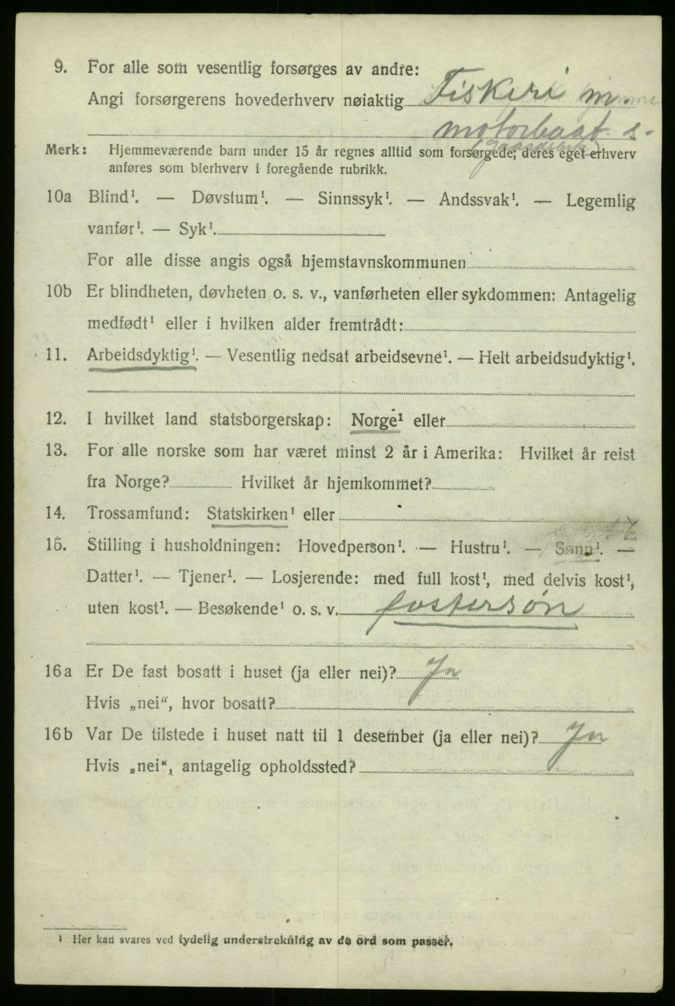 SAB, 1920 census for Selje, 1920, p. 3368