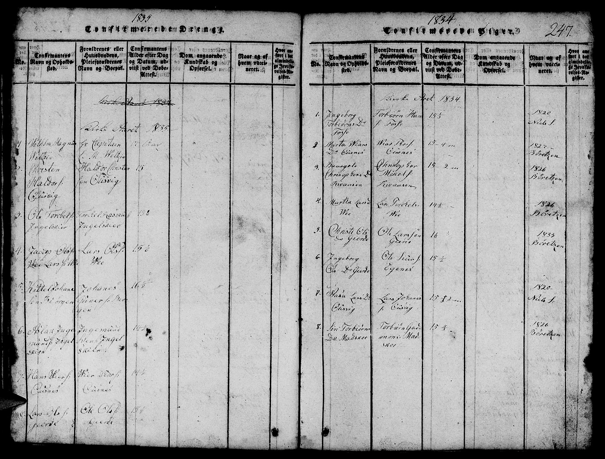Etne sokneprestembete, SAB/A-75001/H/Hab: Parish register (copy) no. B 1, 1815-1850, p. 247